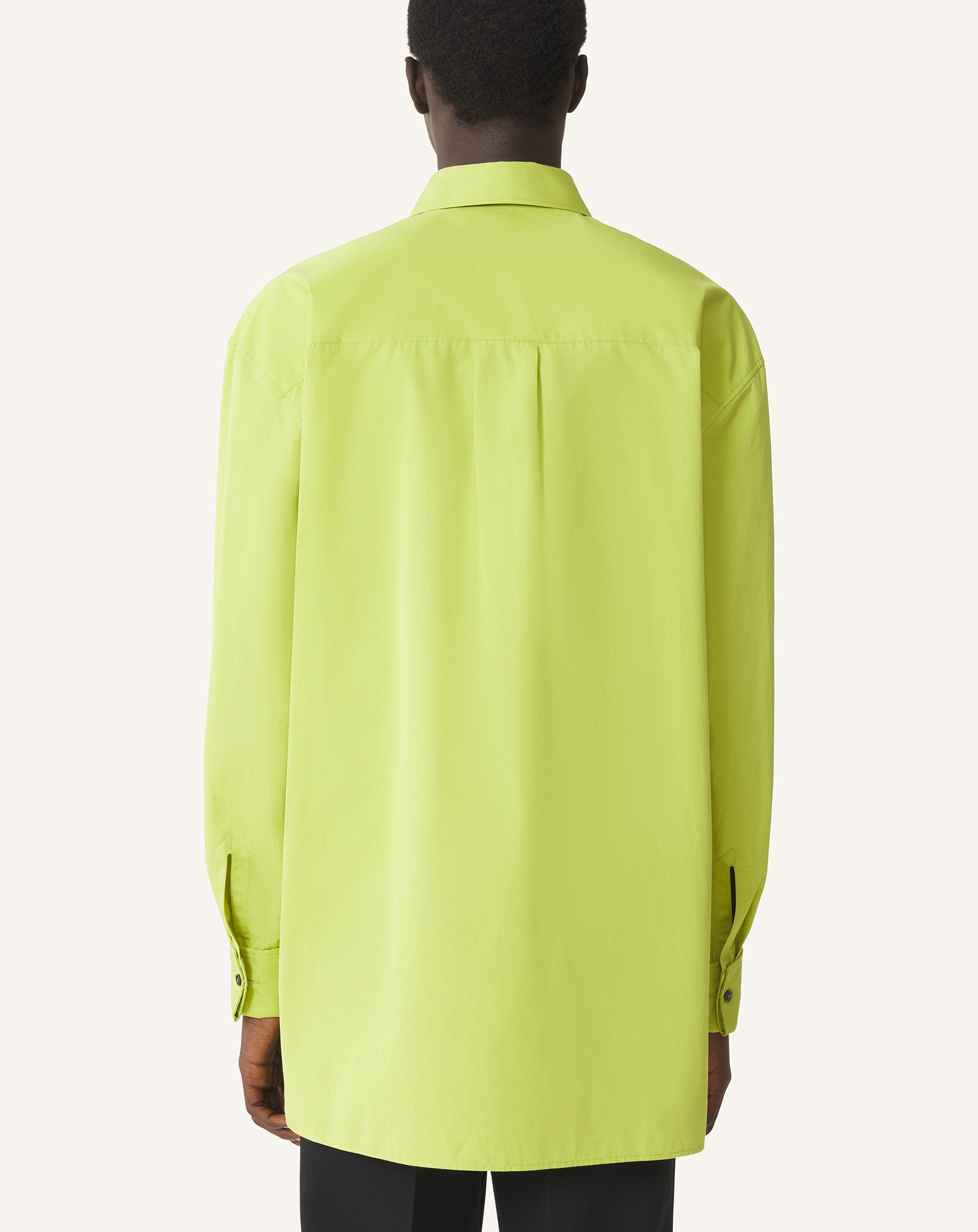 CHEMISE À PLASTRON EN POPELINE DE COTON VERT