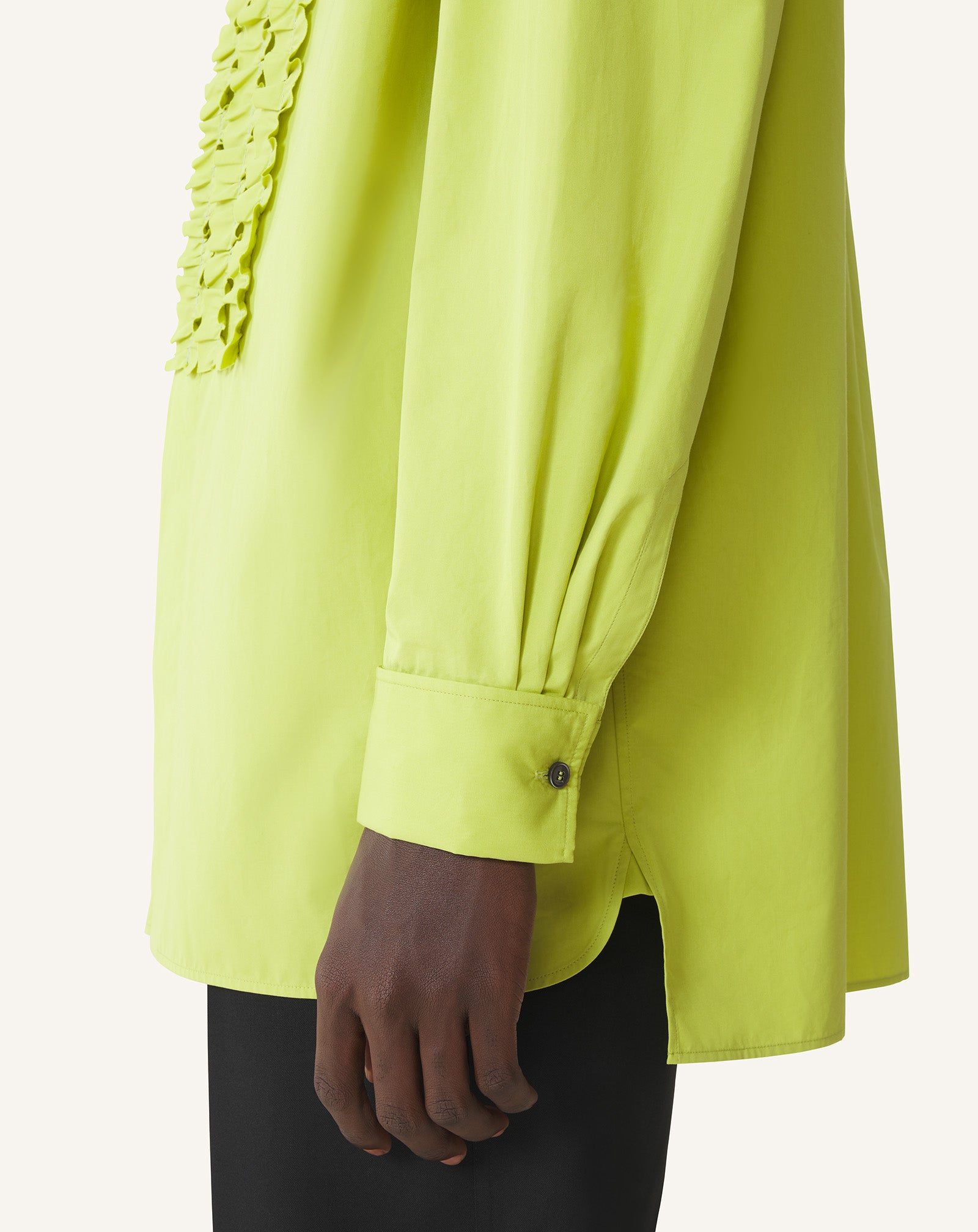 CHEMISE À PLASTRON EN POPELINE DE COTON VERT