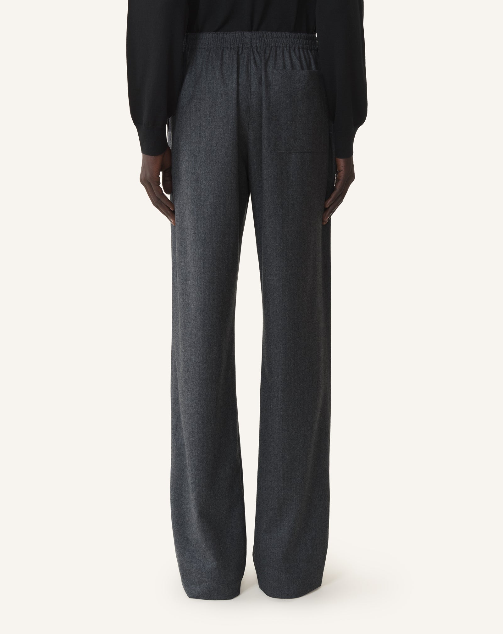 PANTALON FLUIDE EN FLANELLE DE LAINE NOIR