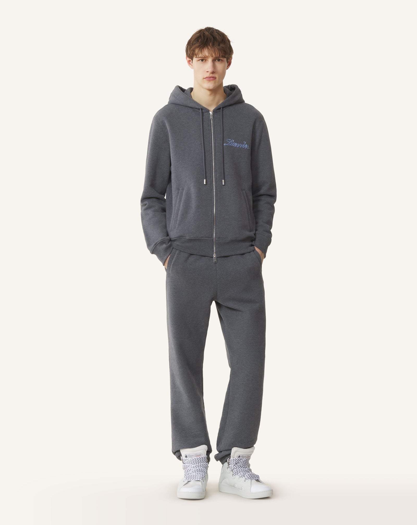 BLACK LANVIN RIBBON JOGGING PANTS IN COTTON AND CASHMERE