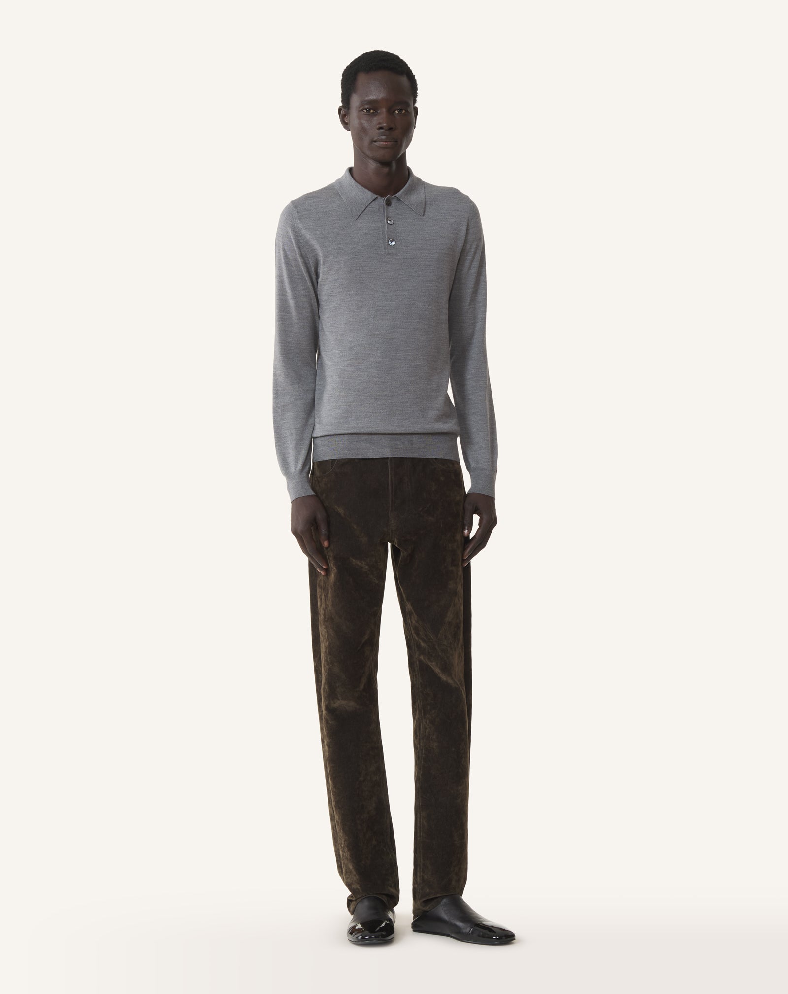 STRAIGHT-LEG TROUSERS IN VELVET DENIM