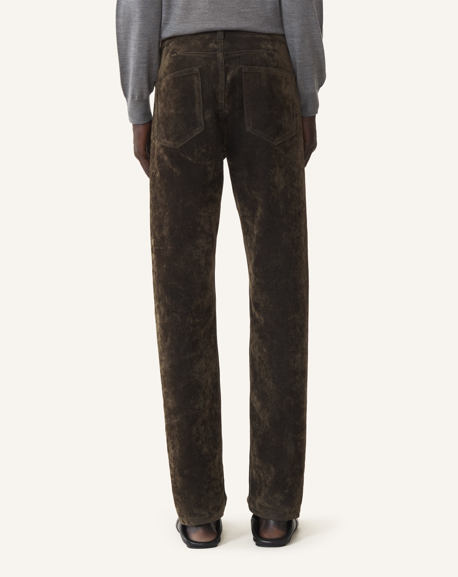 PANTALON DROIT EN DENIM VELOURS VERT