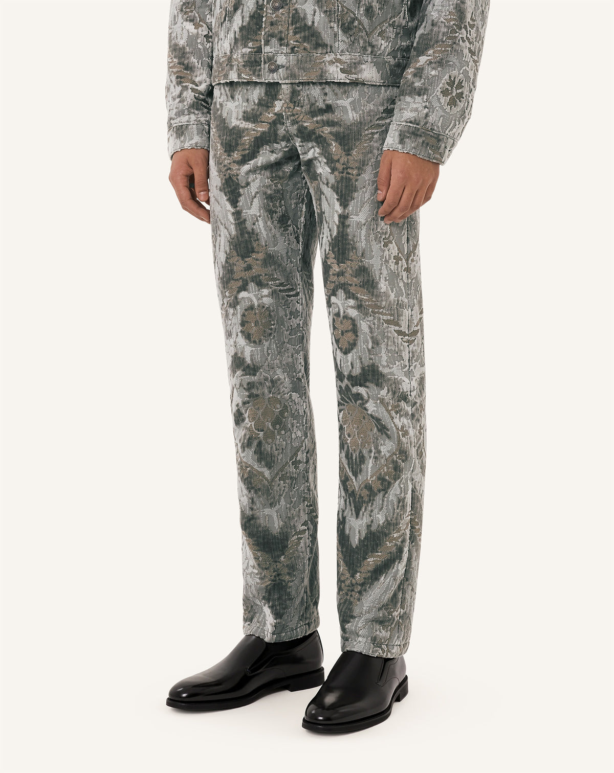 GREY BEVILACQUA STRAIGHT-LEG TROUSERS IN PIGNA PATTERN