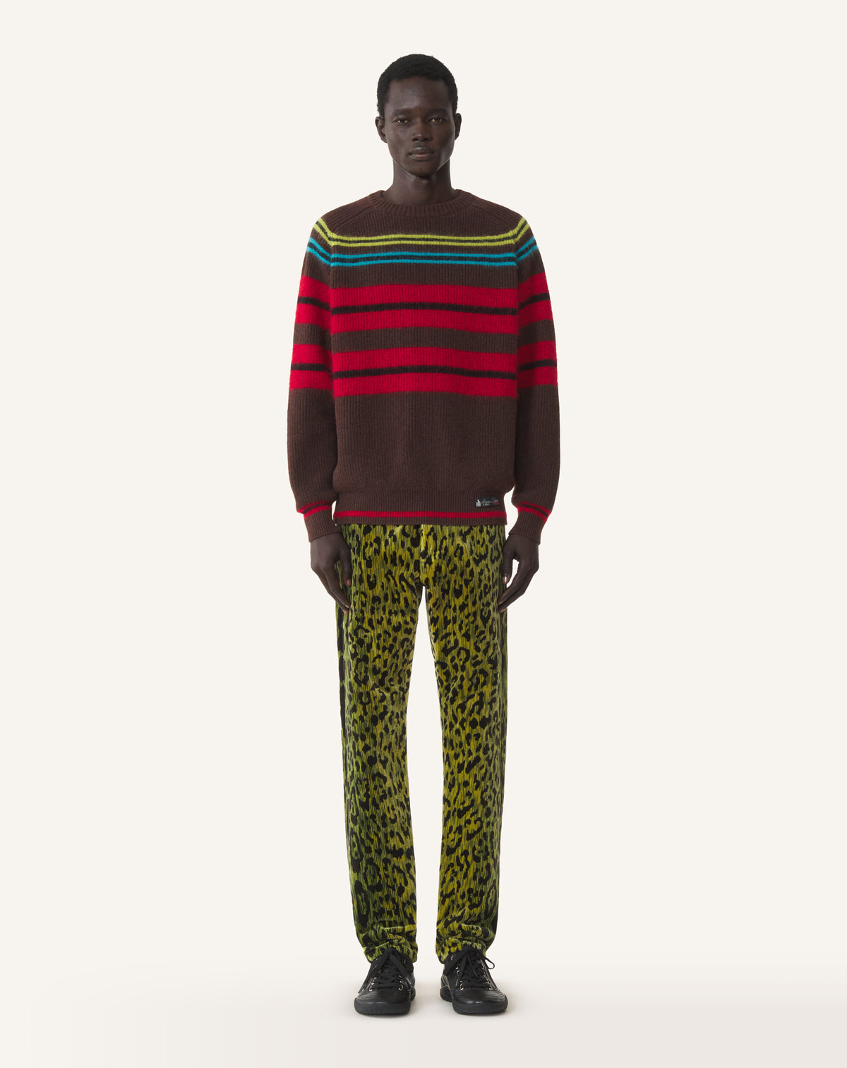 PANTALON DROIT IMPRIMÉ LÉOPARD BEVILACQUA VERT