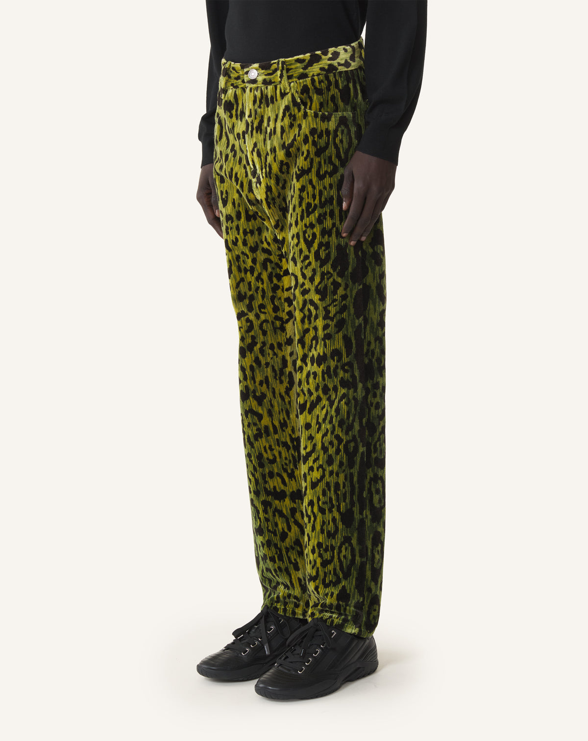 PANTALON DROIT IMPRIMÉ LÉOPARD BEVILACQUA VERT