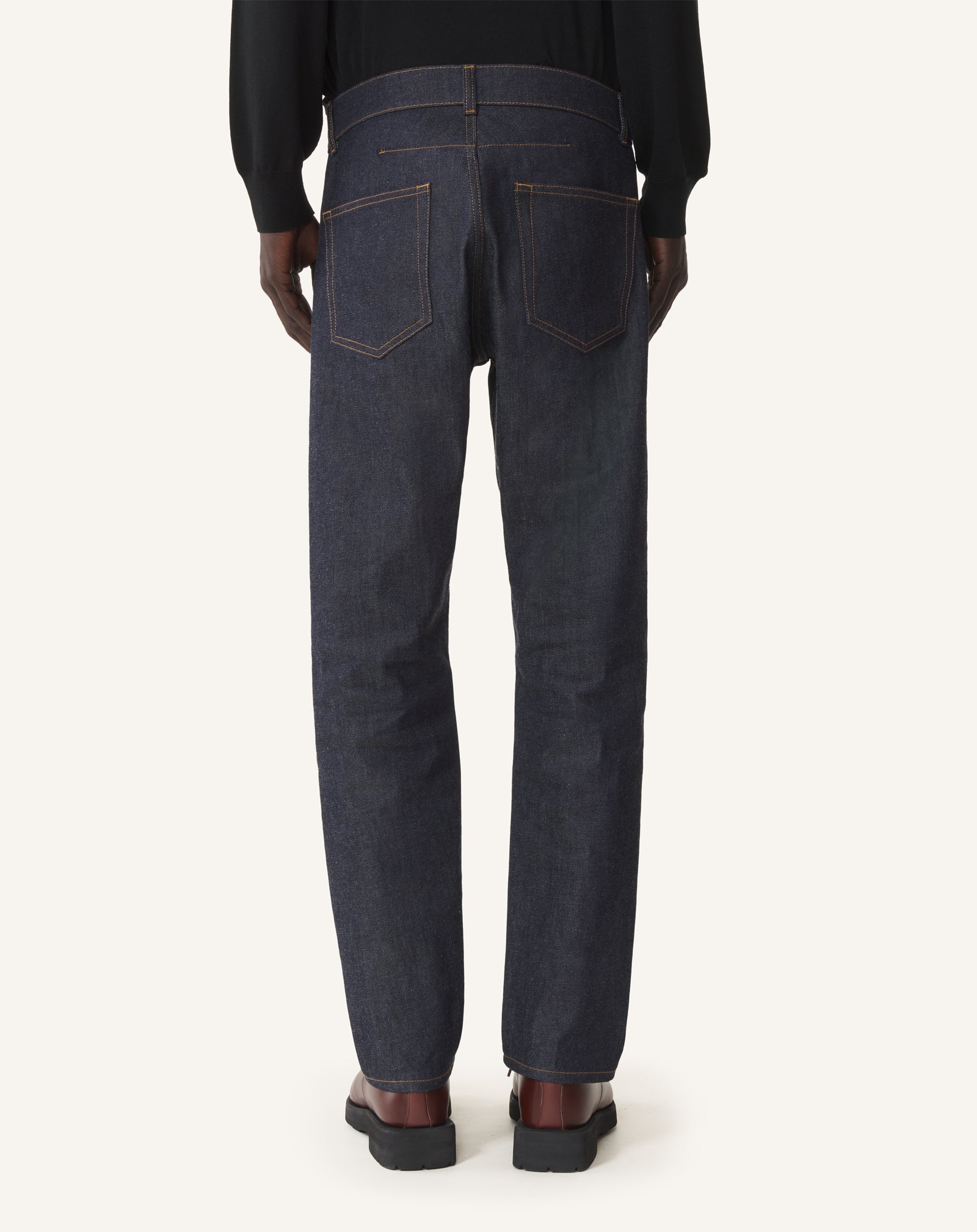 BLUE STRAIGHT-LEG DENIM PANTS