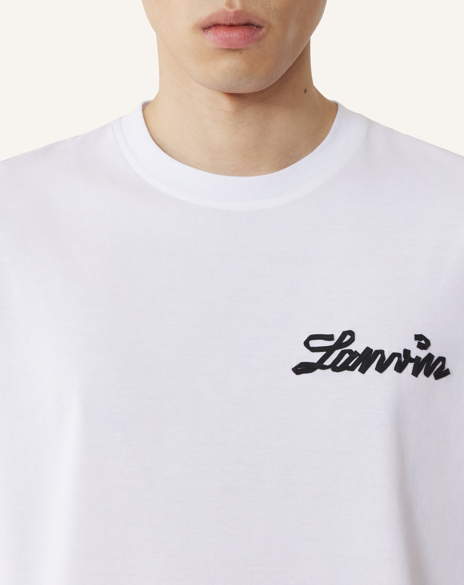 WHITE LANVIN SMALL RIBBON COTTON T-SHIRT