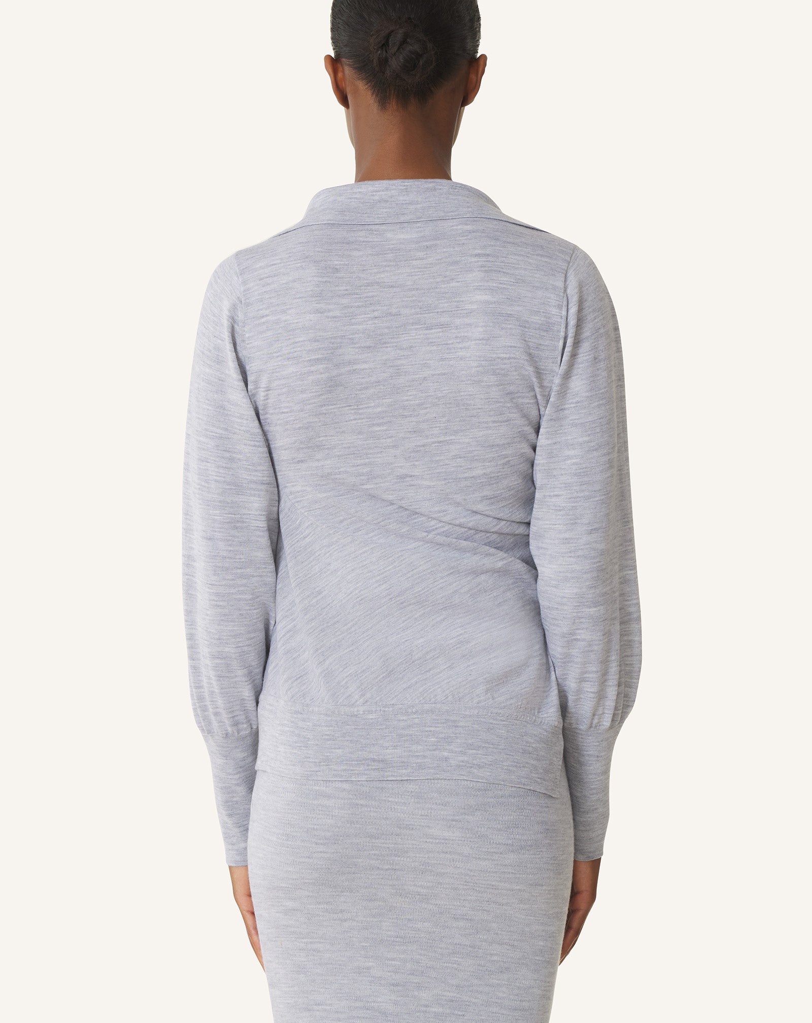 BLACK DRAPED WOOL CARDIGAN