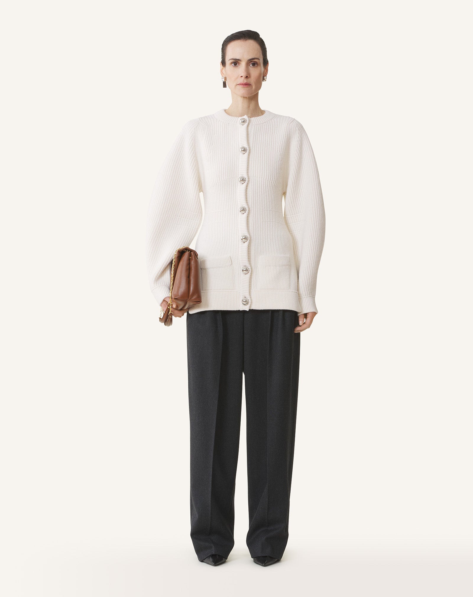 WOOL RIBBED CARDIGAN