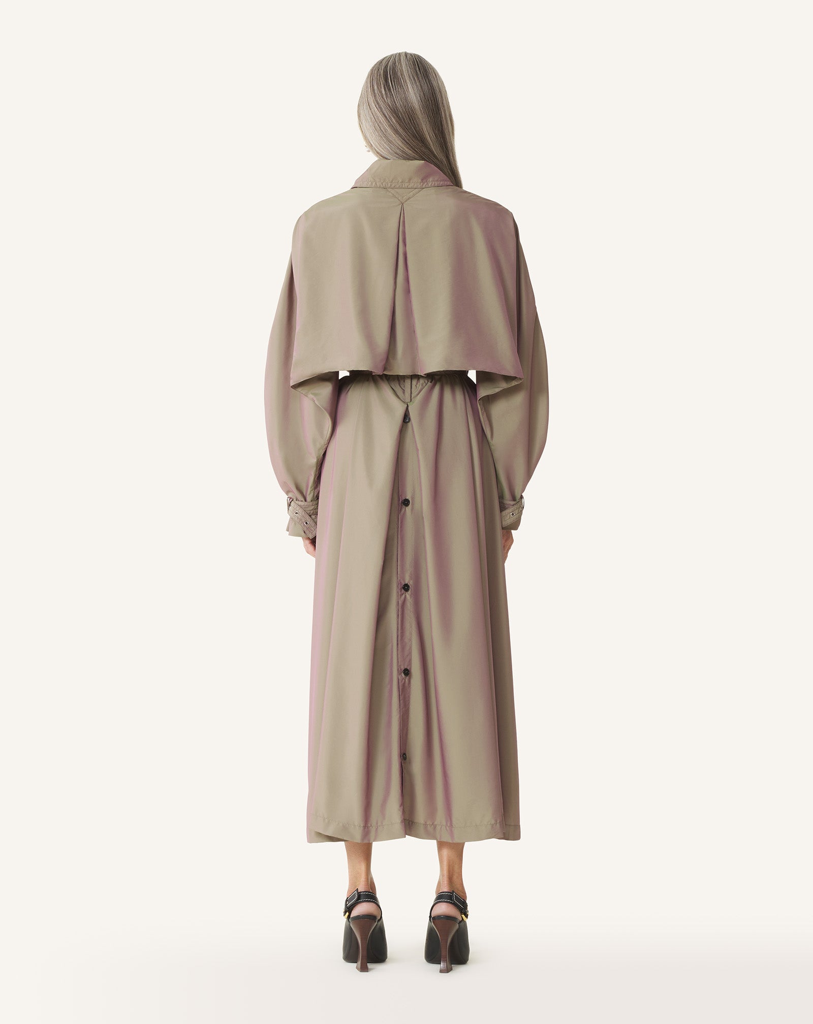 FLOWING TAFFETA TRENCH COAT