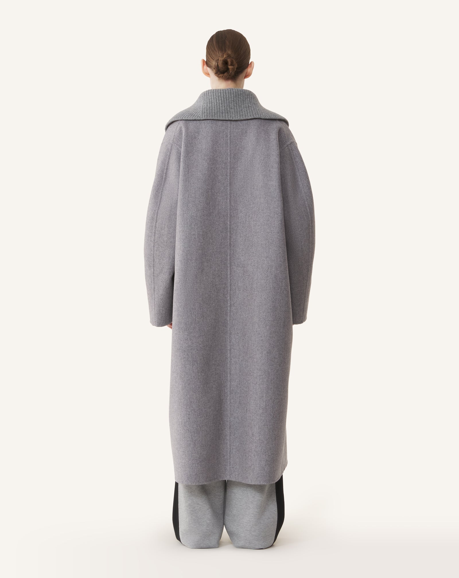 GREY DOUBLE-FACED COAT IN WOOL AND CASHMERE