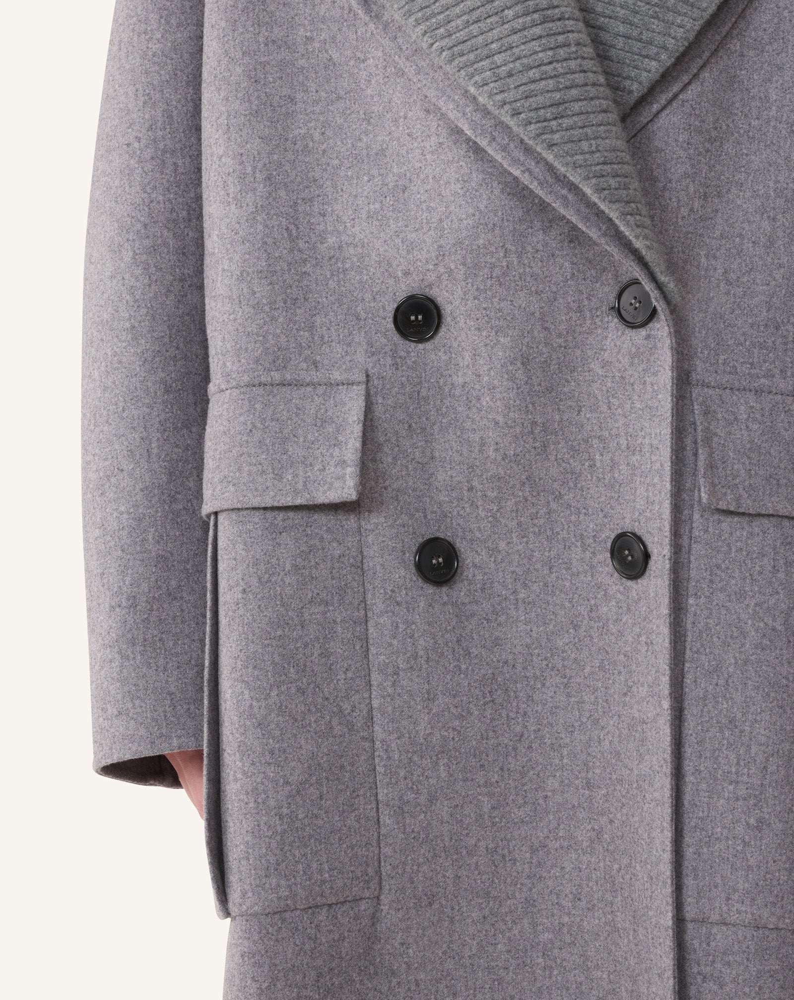 GREY DOUBLE-FACED COAT IN WOOL AND CASHMERE