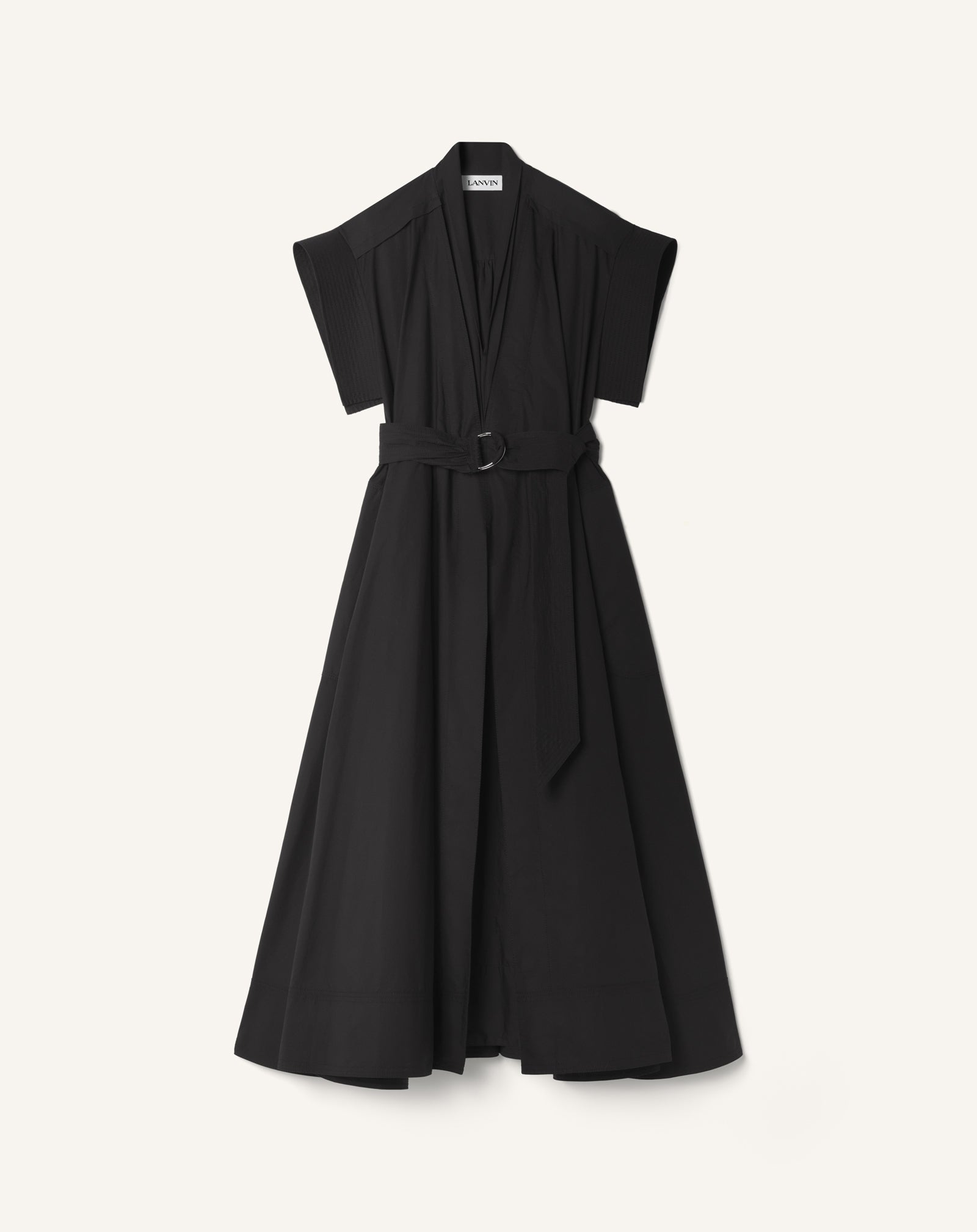 ROBE ÉVASÉE EN POPELINE DE COTON NOIR