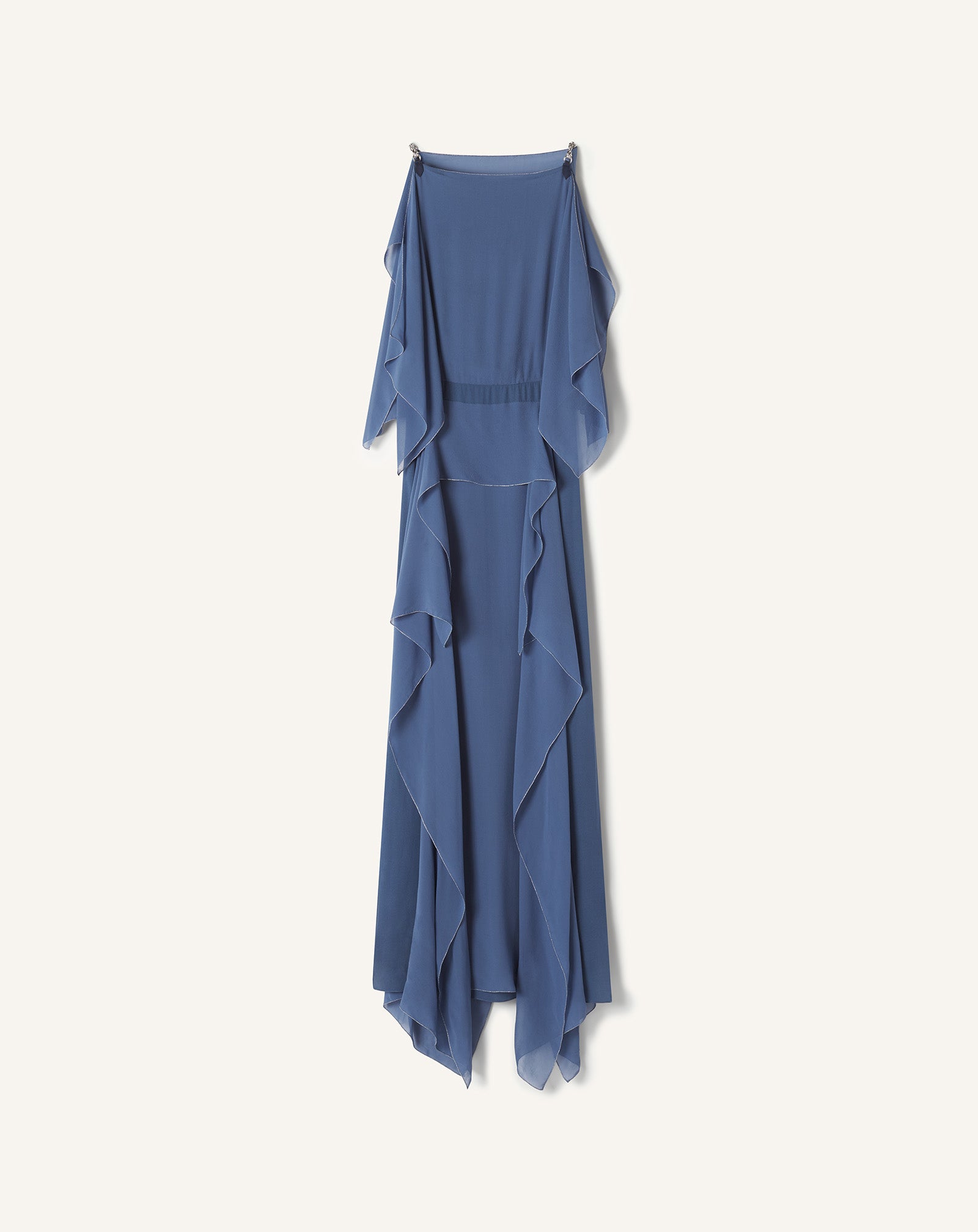 ROBE MAXI EN GEORGETTE DE SOIE BLEU
