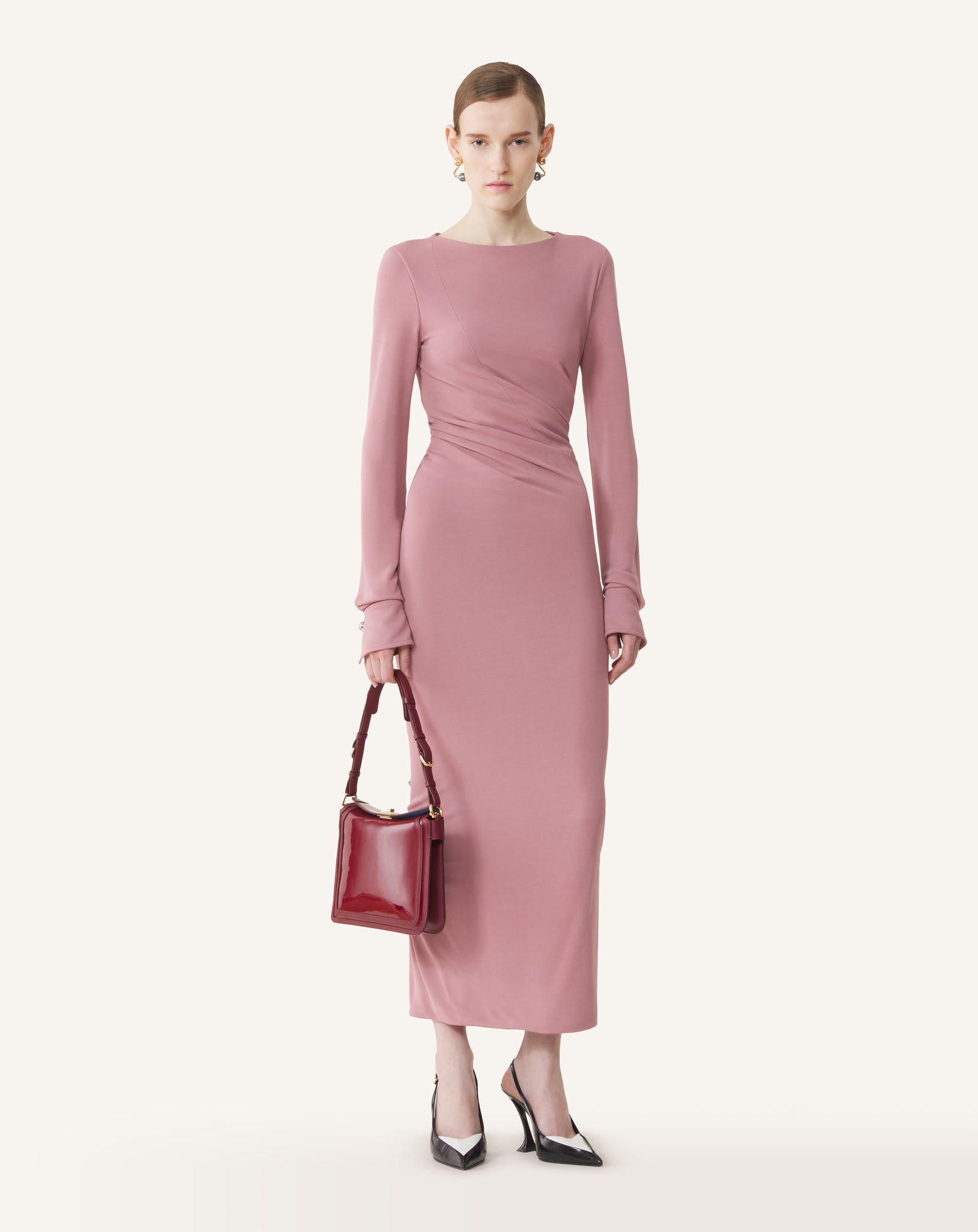 ROBE LONGUE DRAPÉE EN JERSEY CRÊPE
