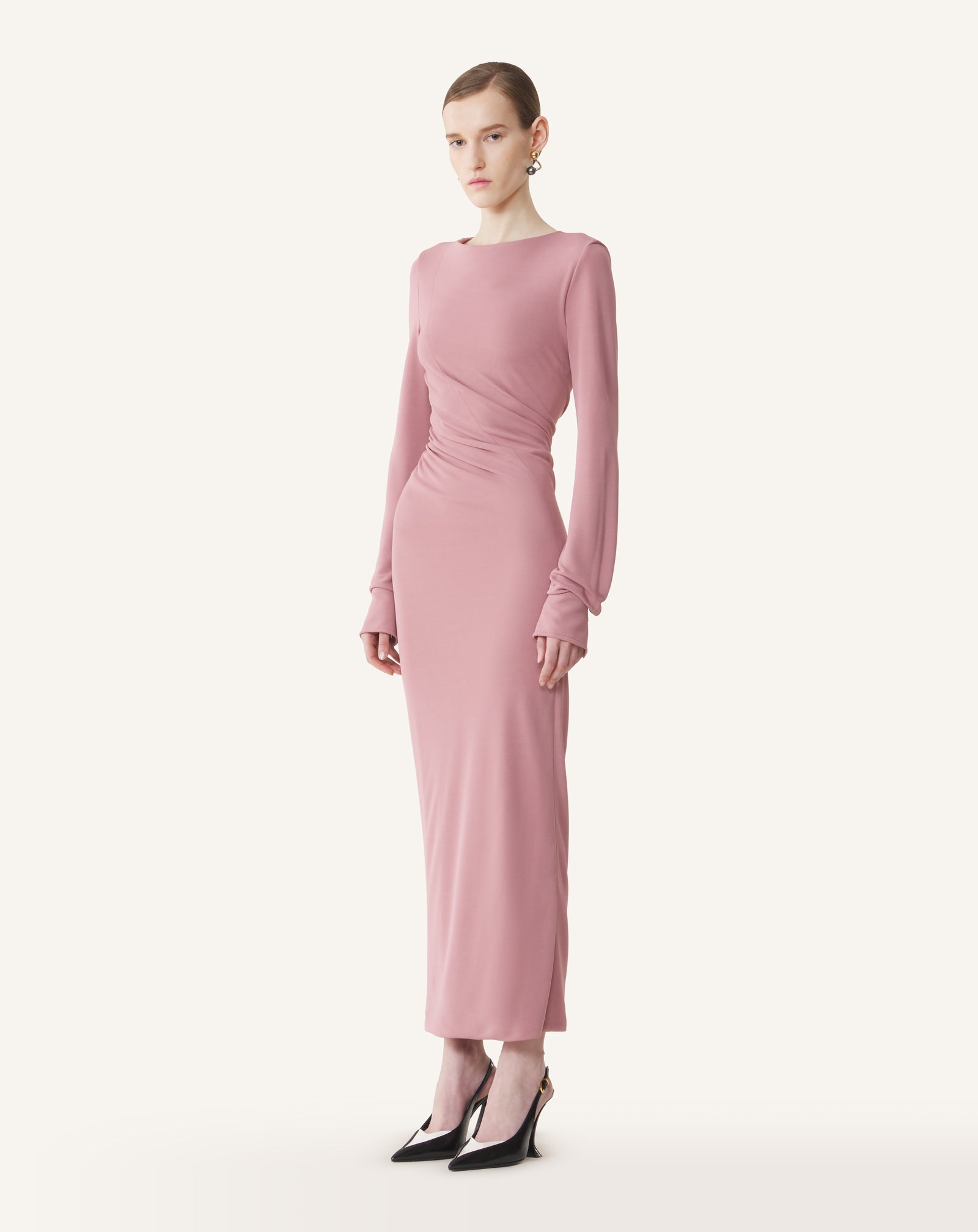 ROBE LONGUE DRAPÉE EN JERSEY CRÊPE