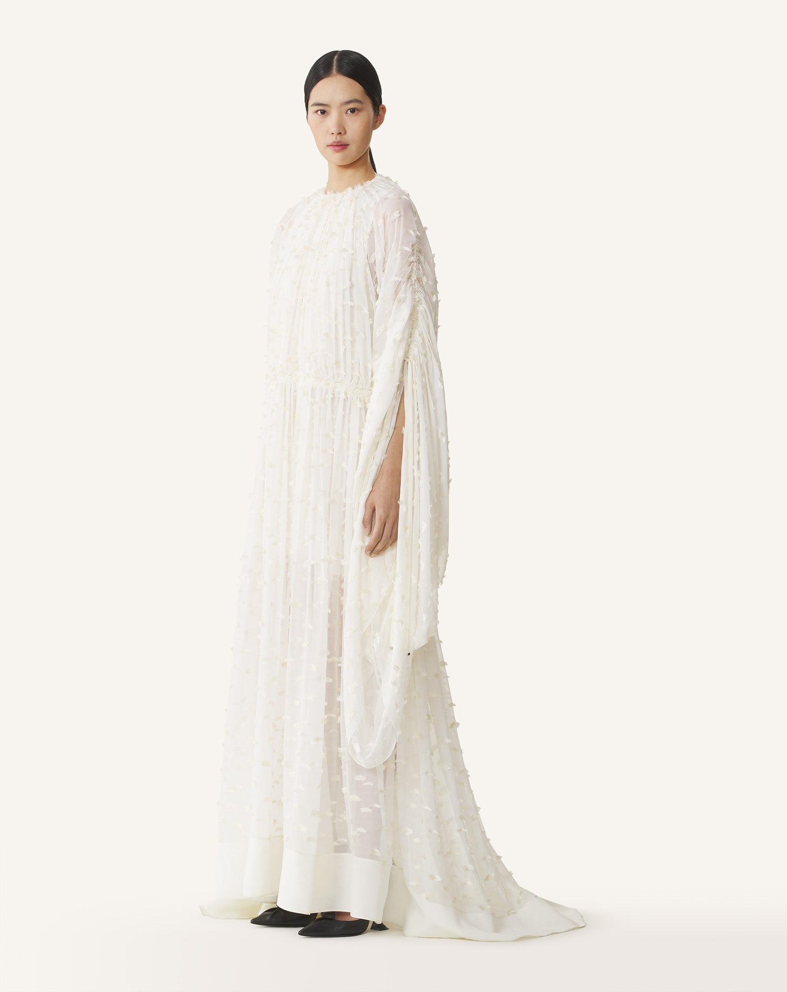 LONG DRESS IN PLUMETIS SILK