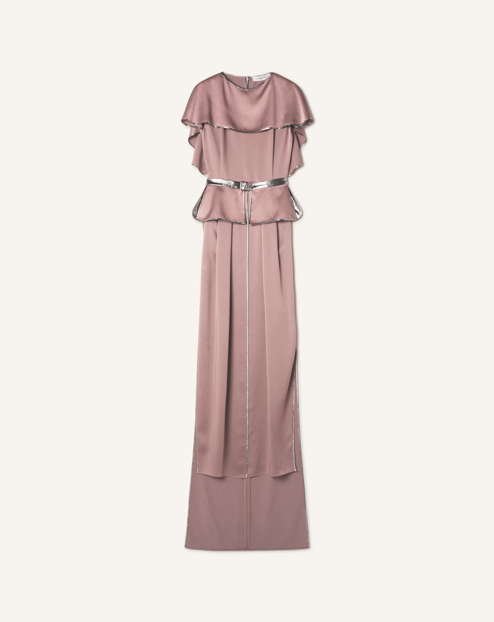 ROBE LONGUE À BASQUE EN SATIN