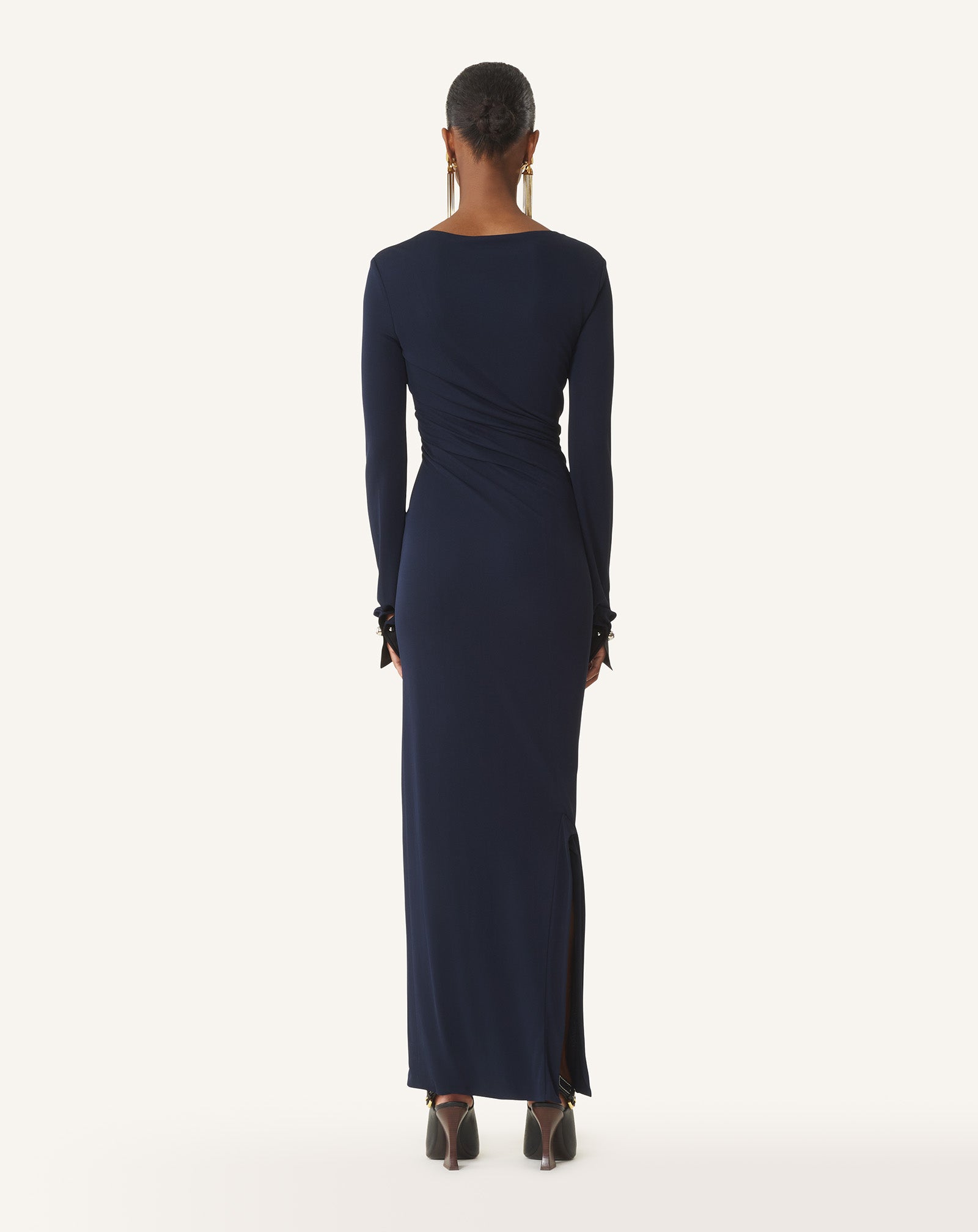 BLUE DRAPED DRESS IN CREPE JERSEY