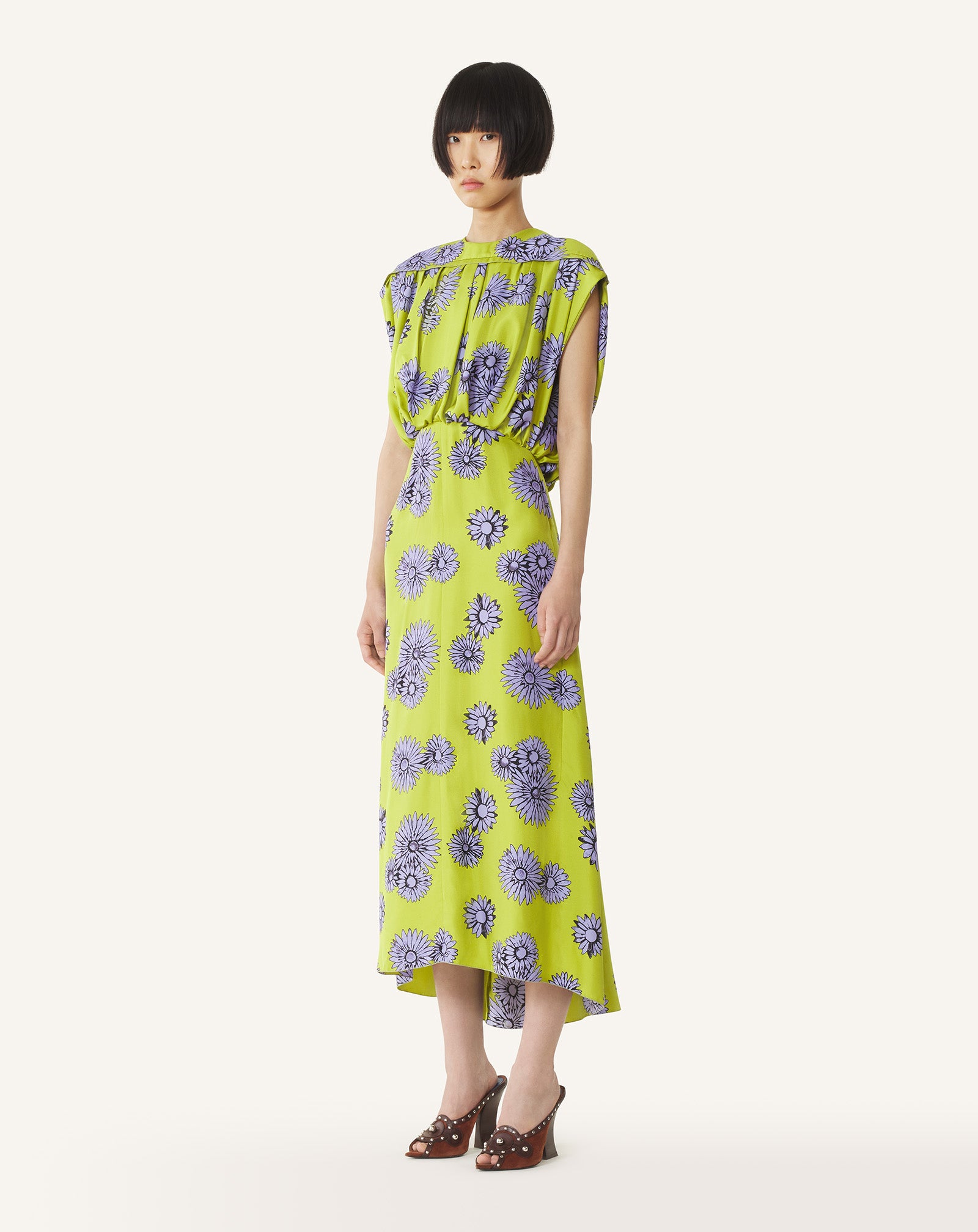 PRINTED SILK MIDI DRESS