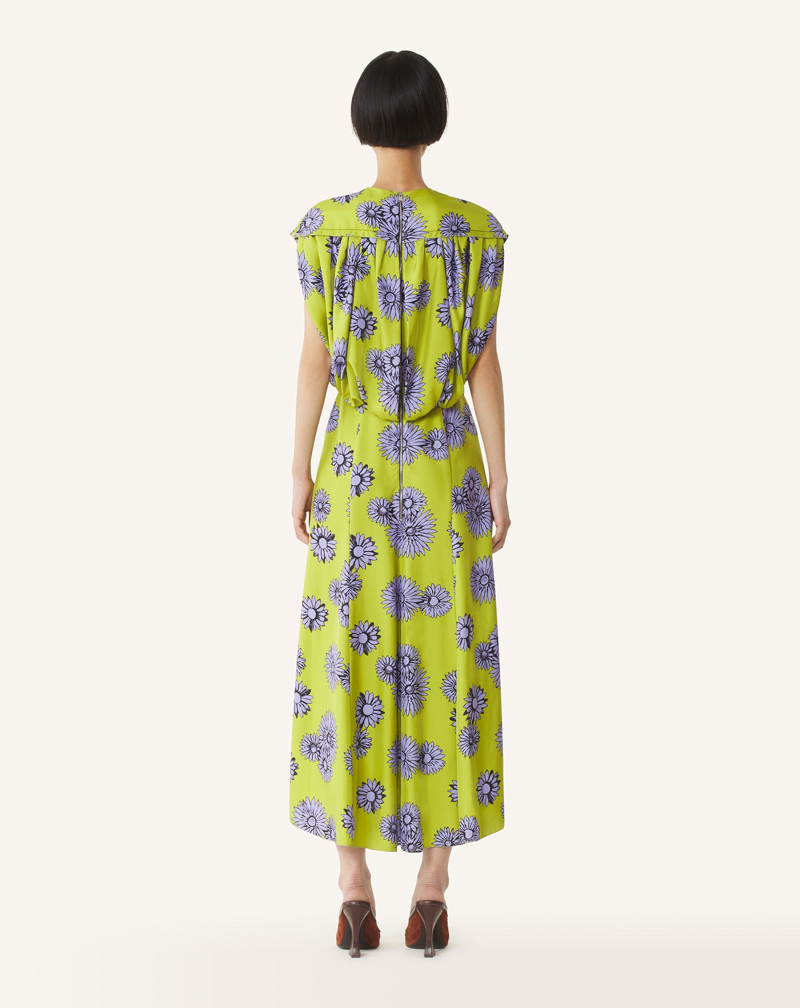 PRINTED SILK MIDI DRESS
