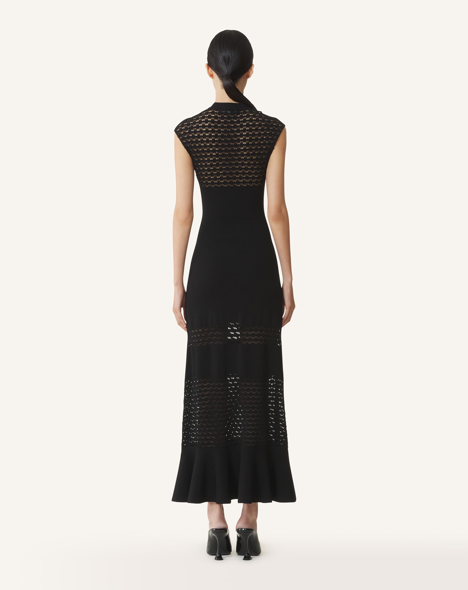 ROBE DÉTAIL DENTELLE EN VISCOSE NOIR