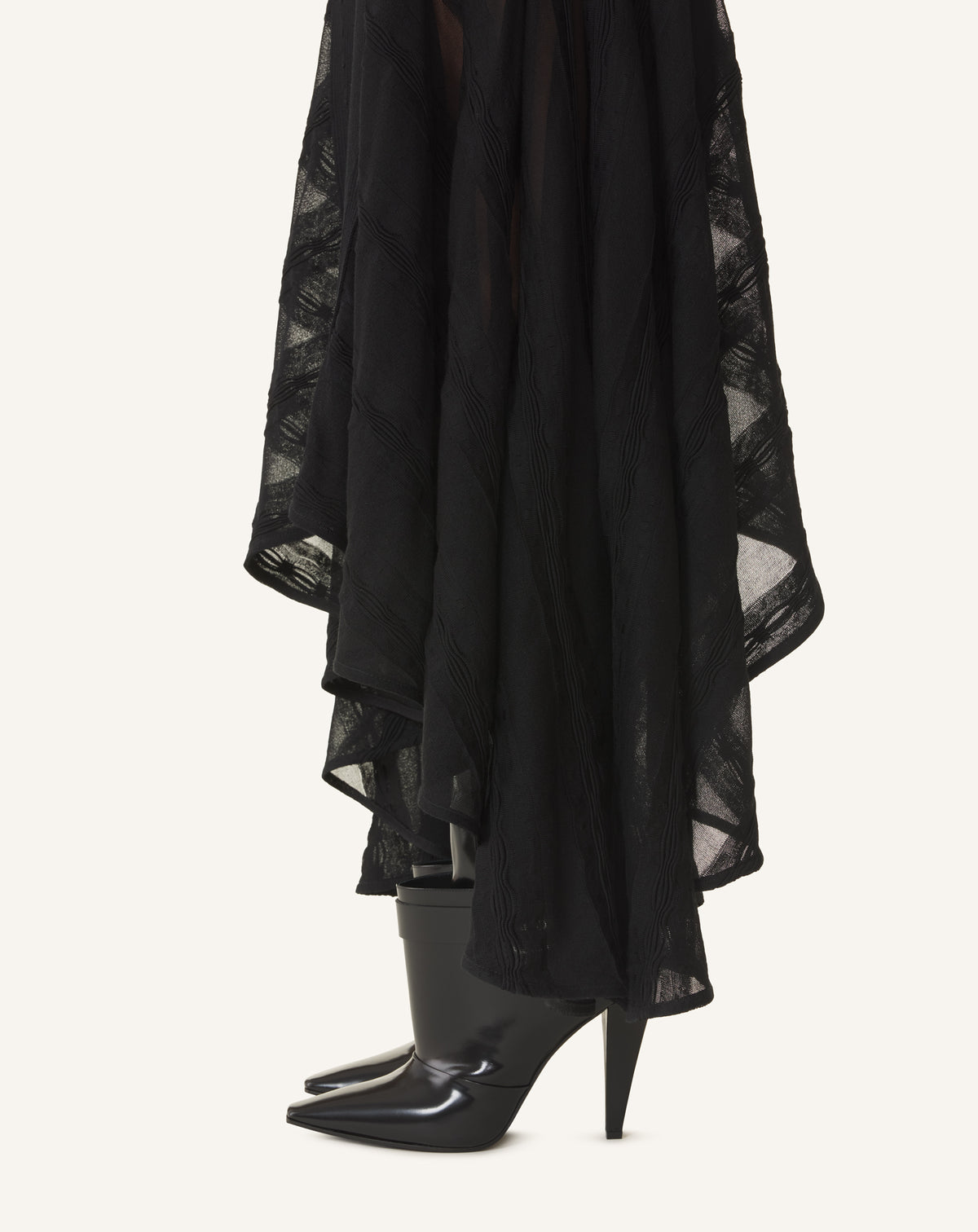 ROBE ÉVASÉE À GODETS EN SOIE ET COTON NOIR