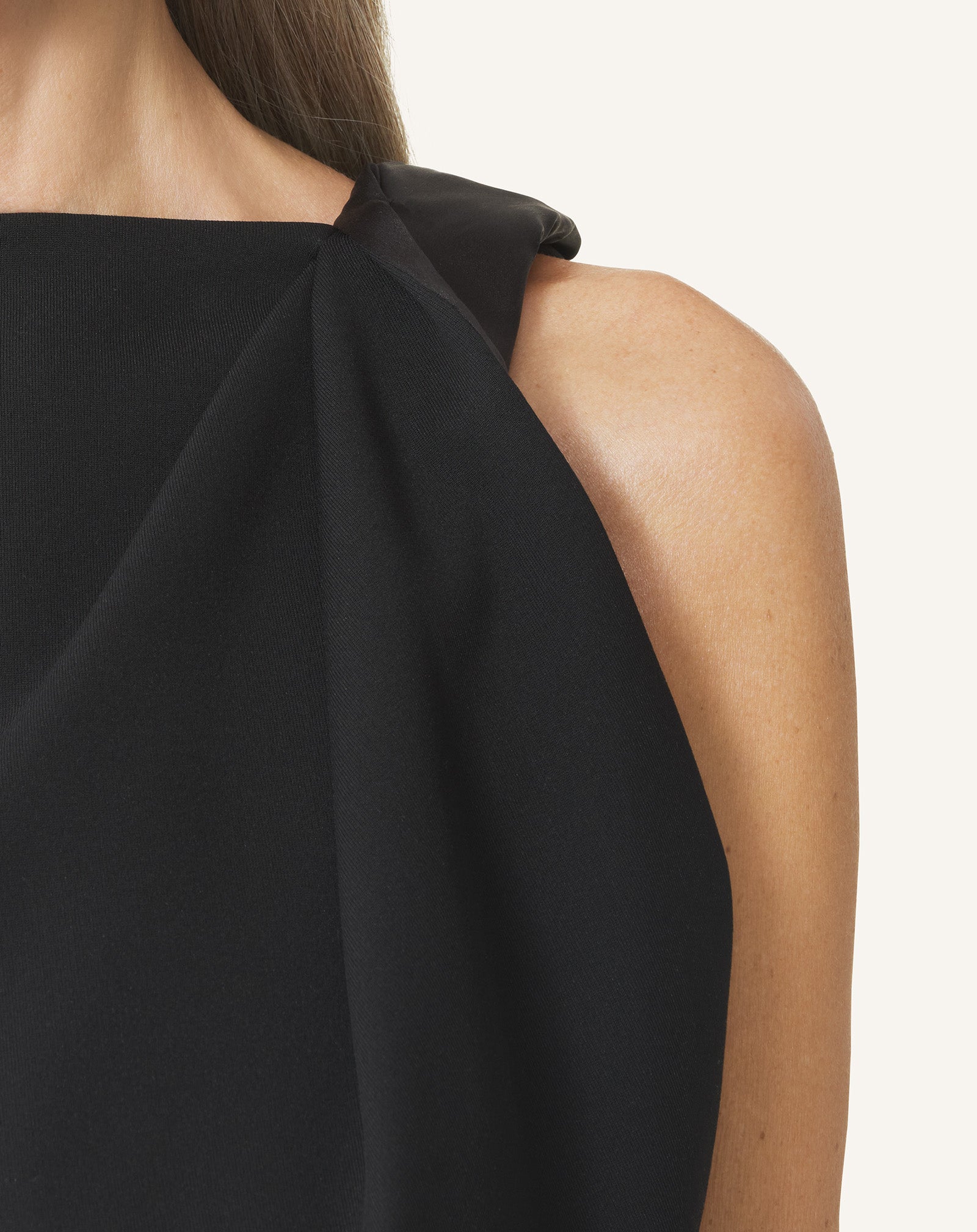 BLACK MIDI DRESS IN JERSEY AND SATIN