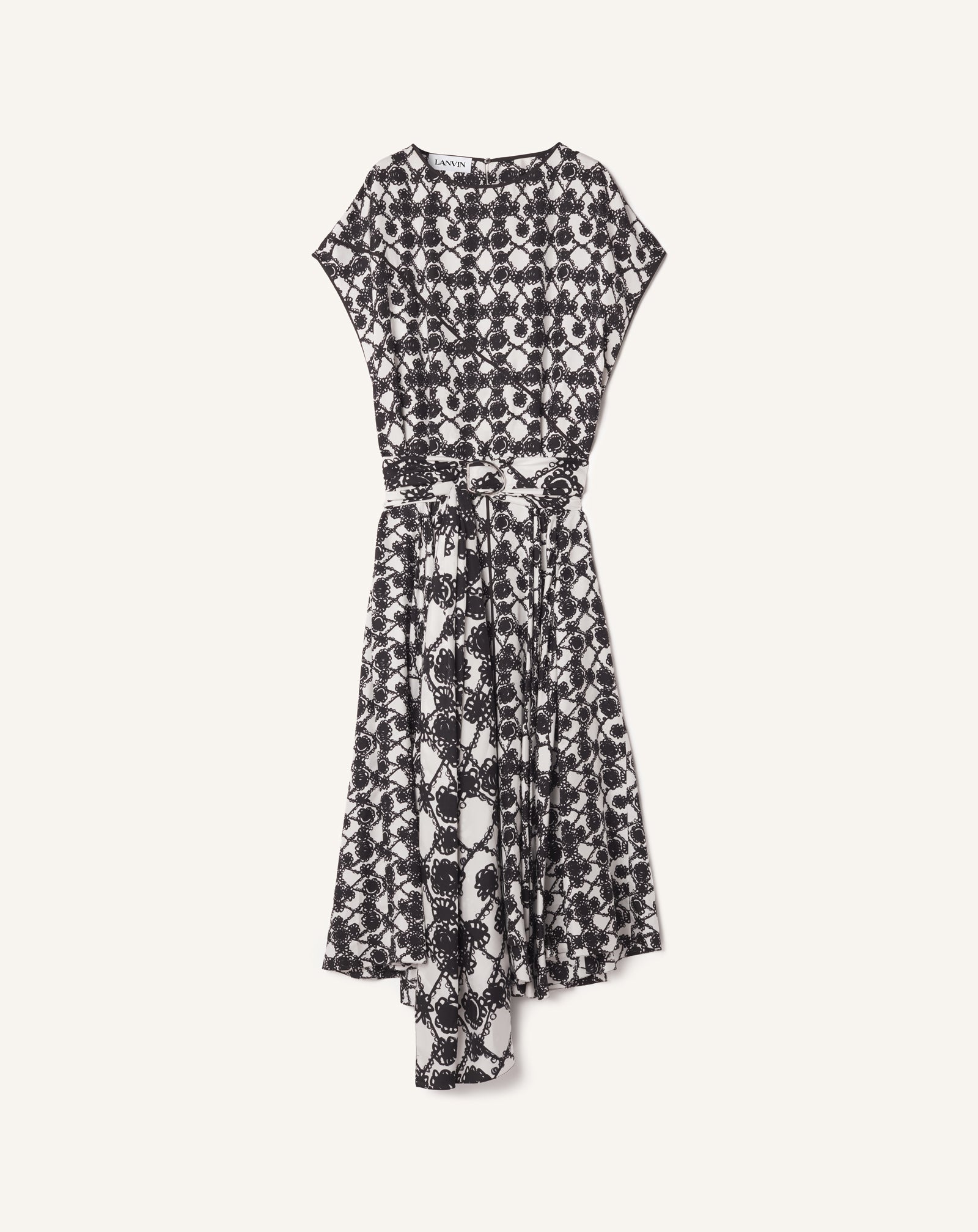 ROBE DRAPÉE EN SOIE IMPRIMÉE BLANC