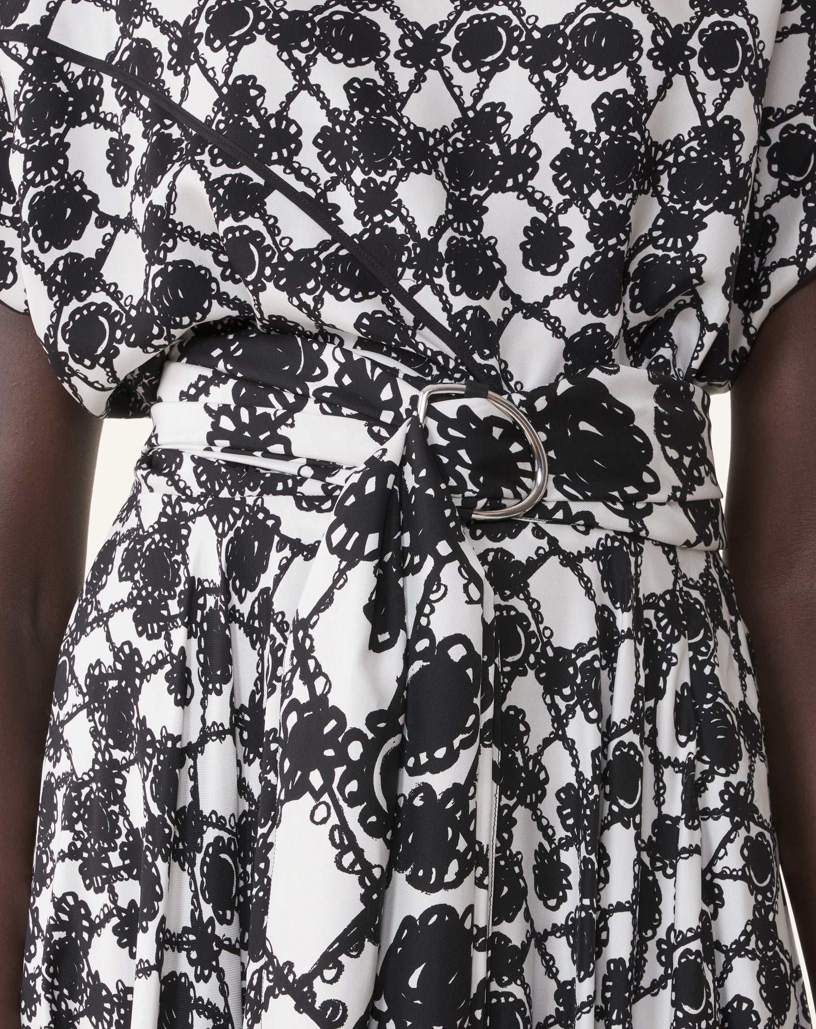 ROBE DRAPÉE EN SOIE IMPRIMÉE BLANC