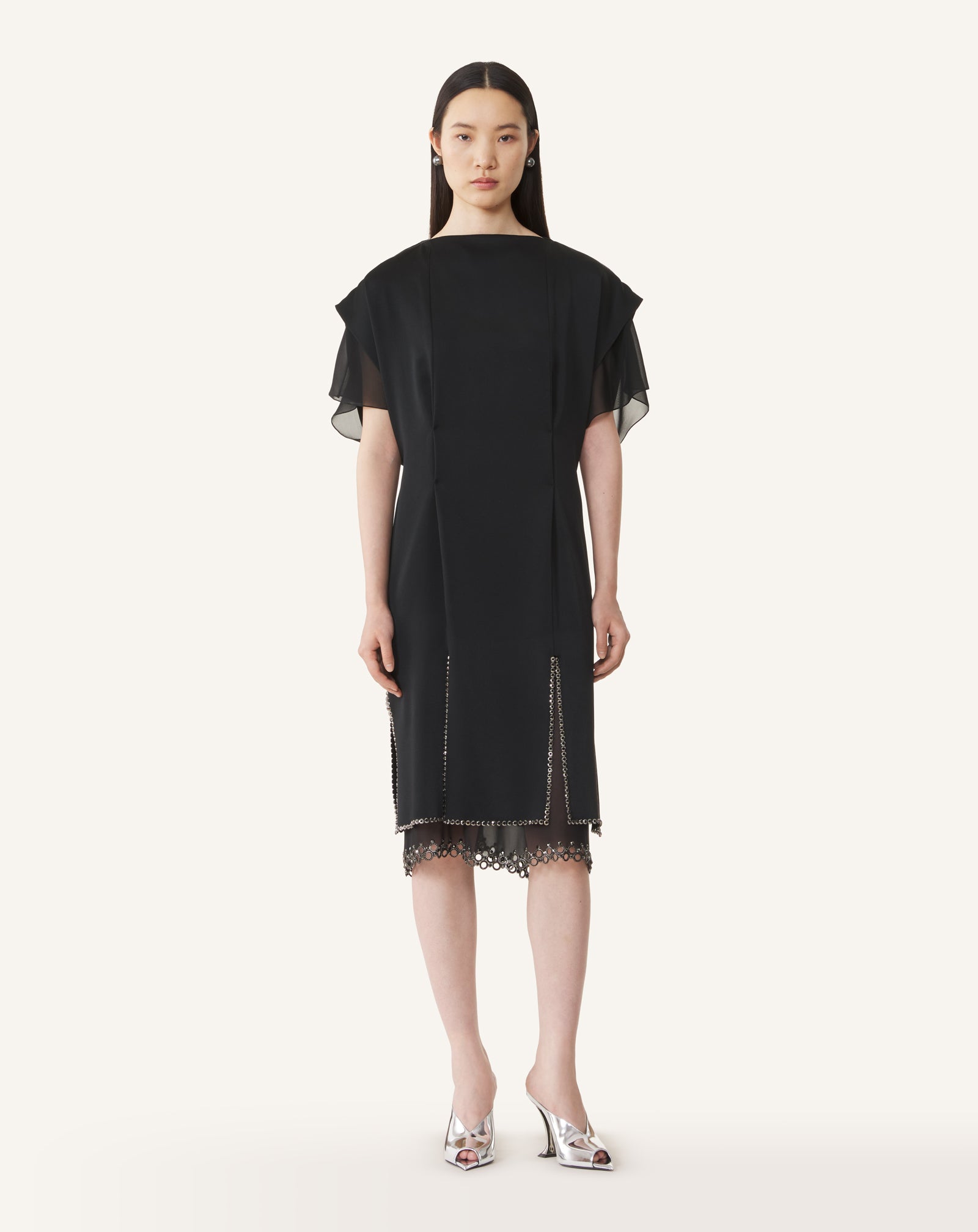 ROBE MIDI BRODÉE EN SATIN