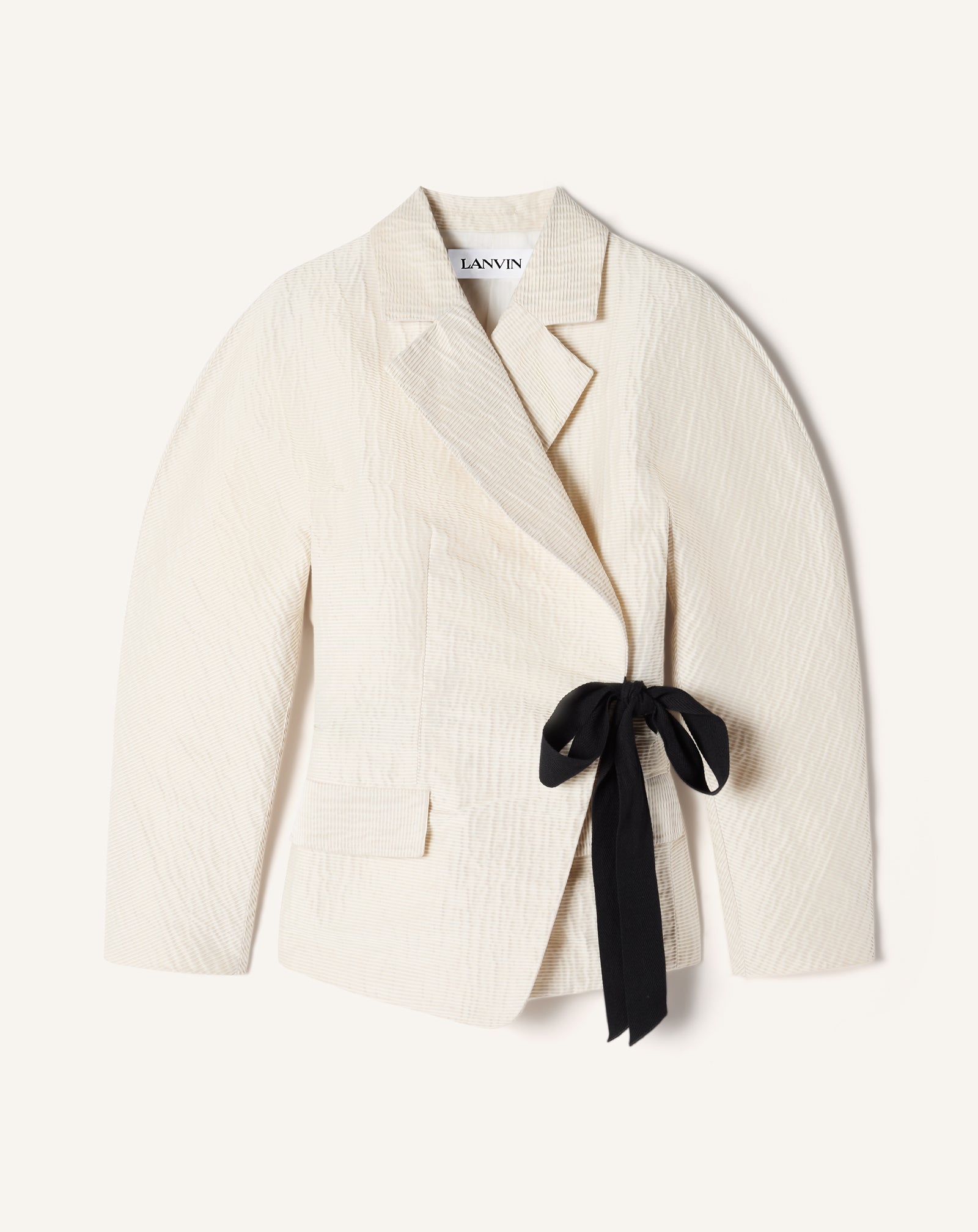 WHITE BELTED JACQUARD JACKET