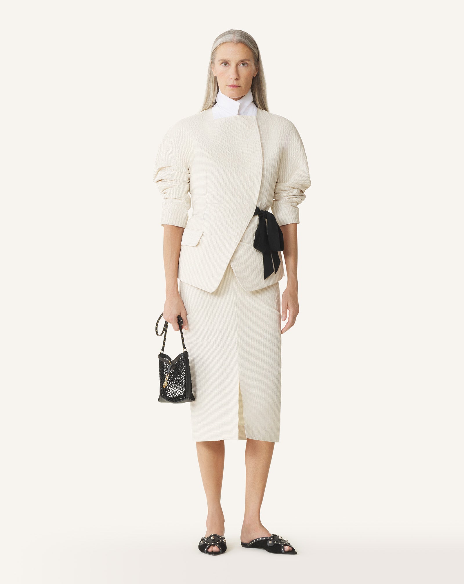 BELTED JACQUARD JACKET