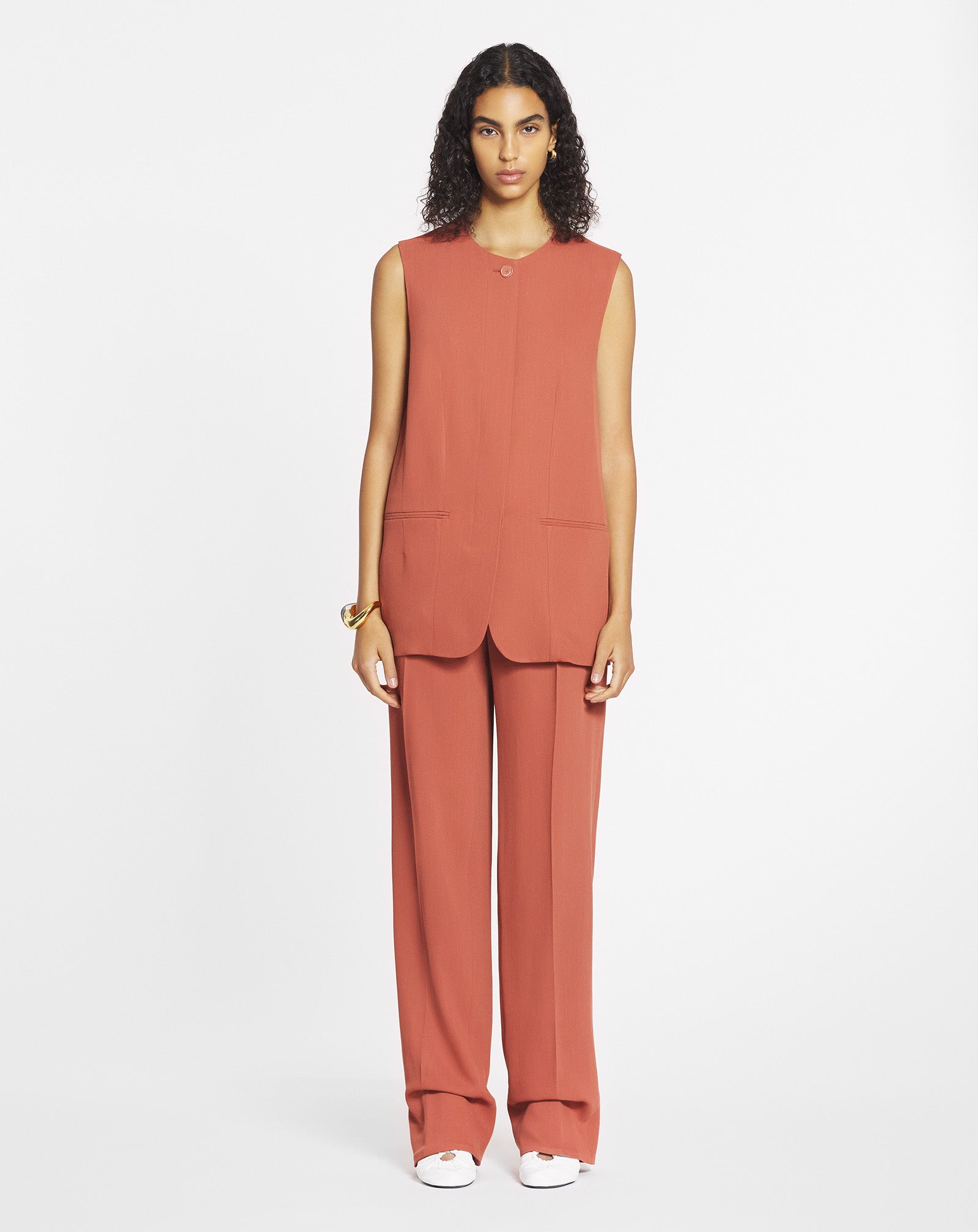 SLEEVELESS JACKET IN WOOL AND VISCOSE