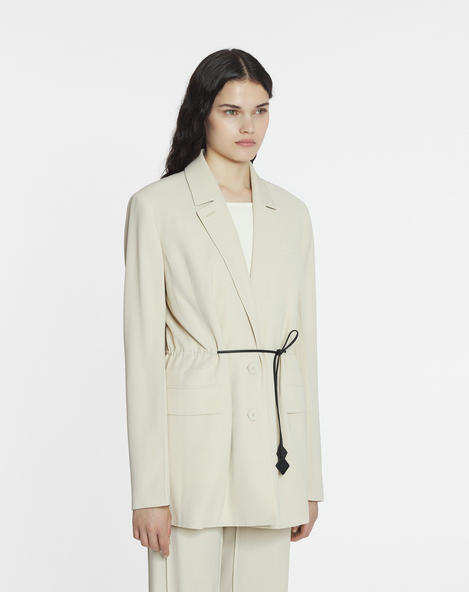 BELTED WOOL BLEND JACKET