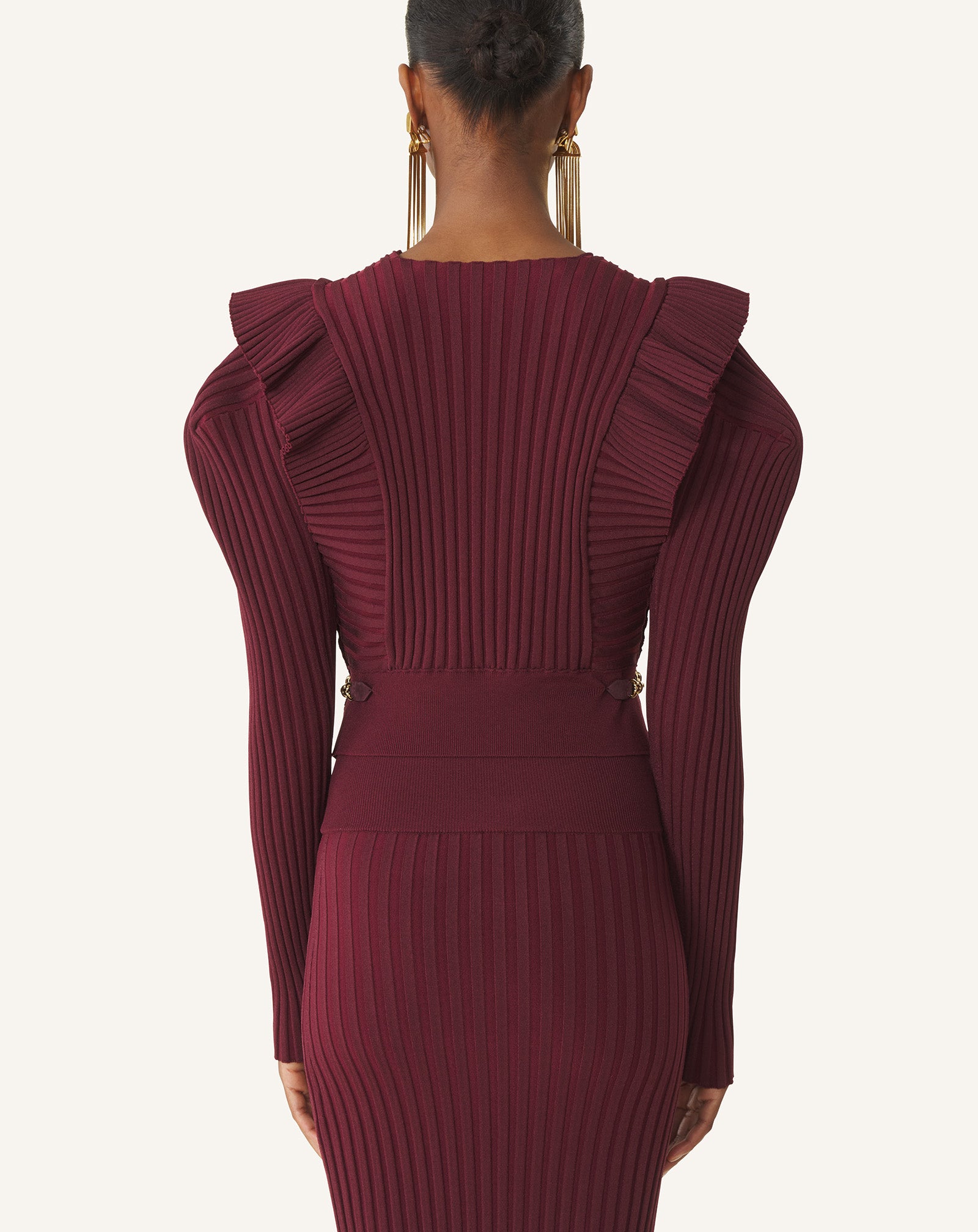 PULL À PLASTRON EN VISCOSE ROUGE