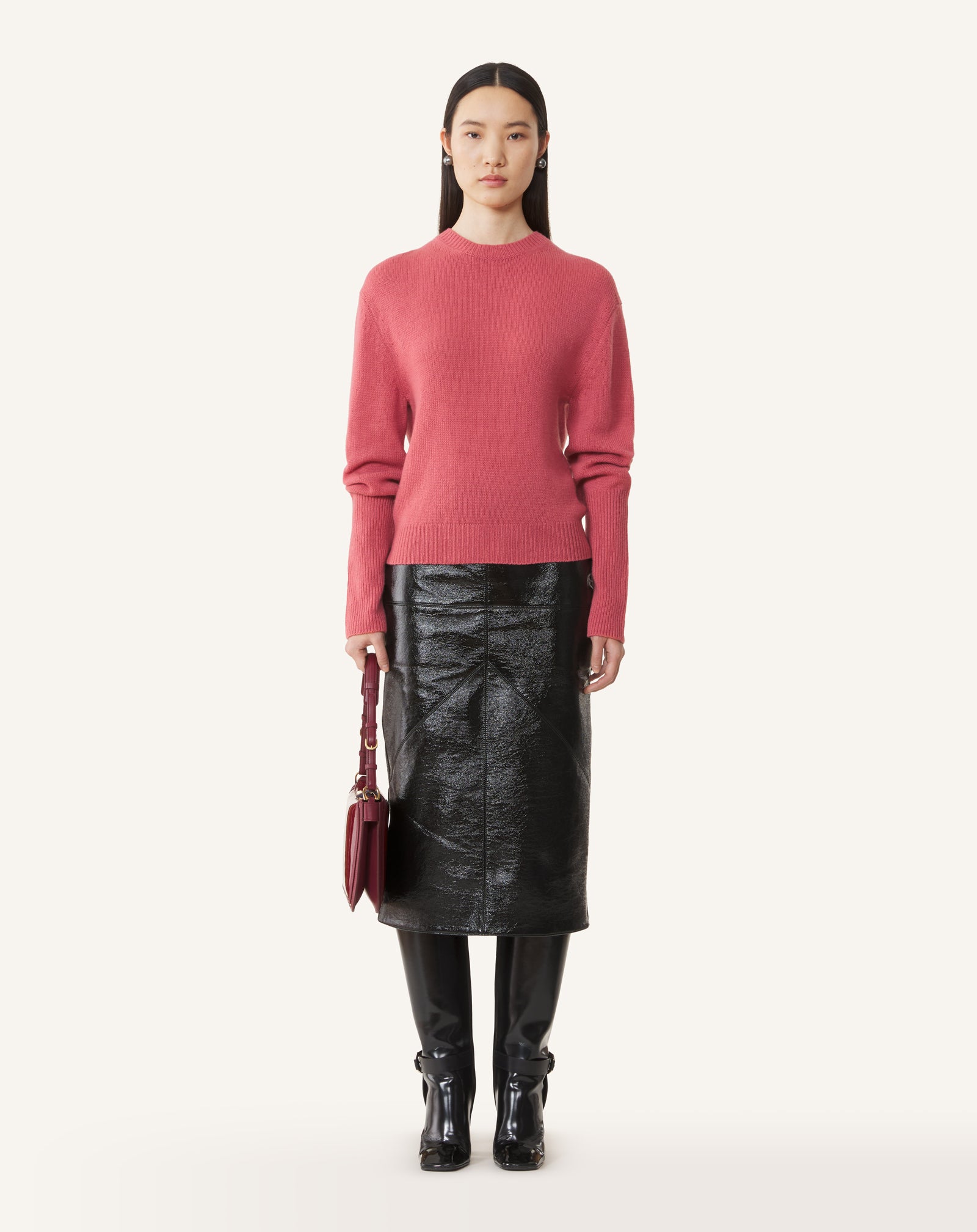 CASHMERE SWEATER WITH GROSGRAIN DETAIL