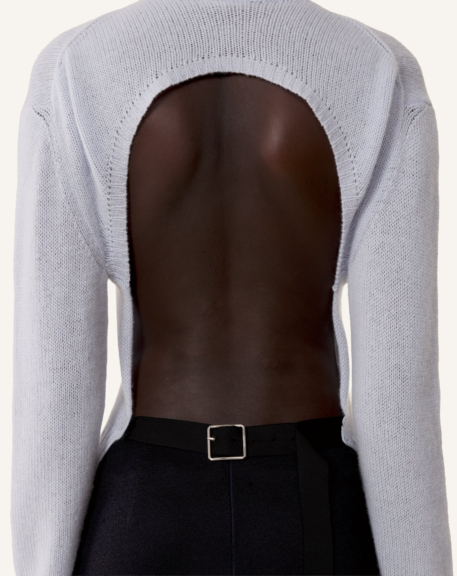 BLUE OPEN-BACK SWEATER IN CASHMERE