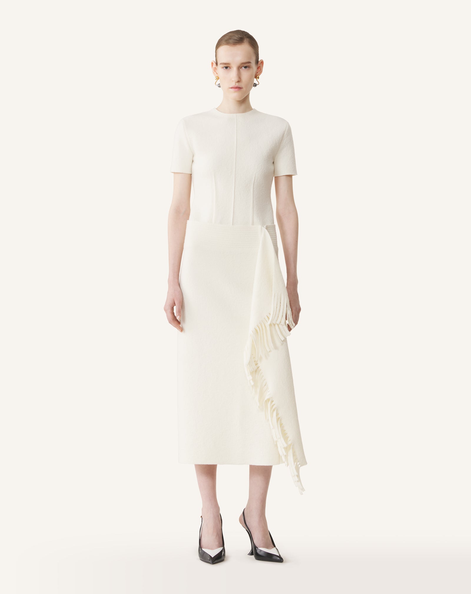 FRINGED SKIRT IN COTTON KNIT