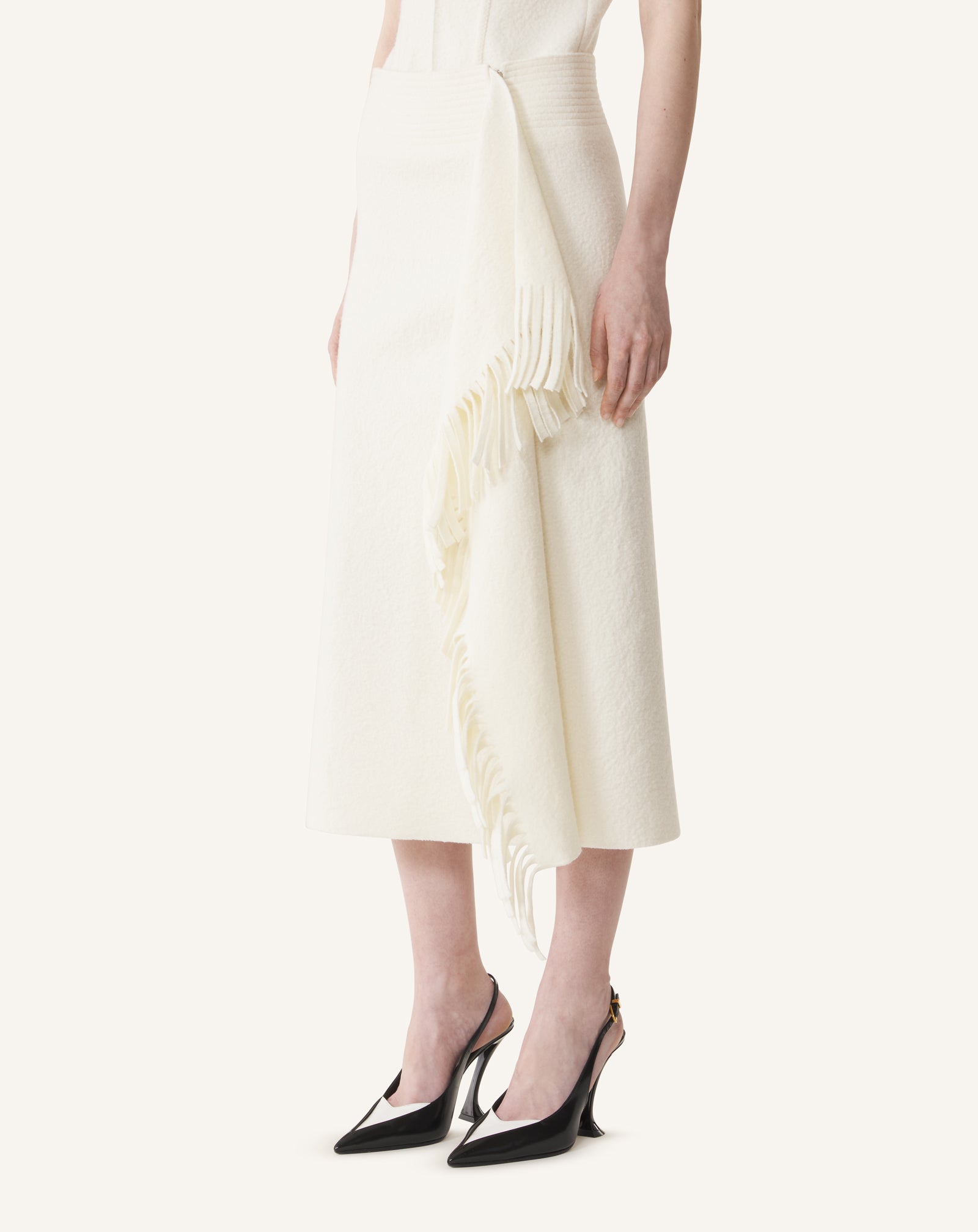 JUPE À FRANGES EN MAILLE DE COTON