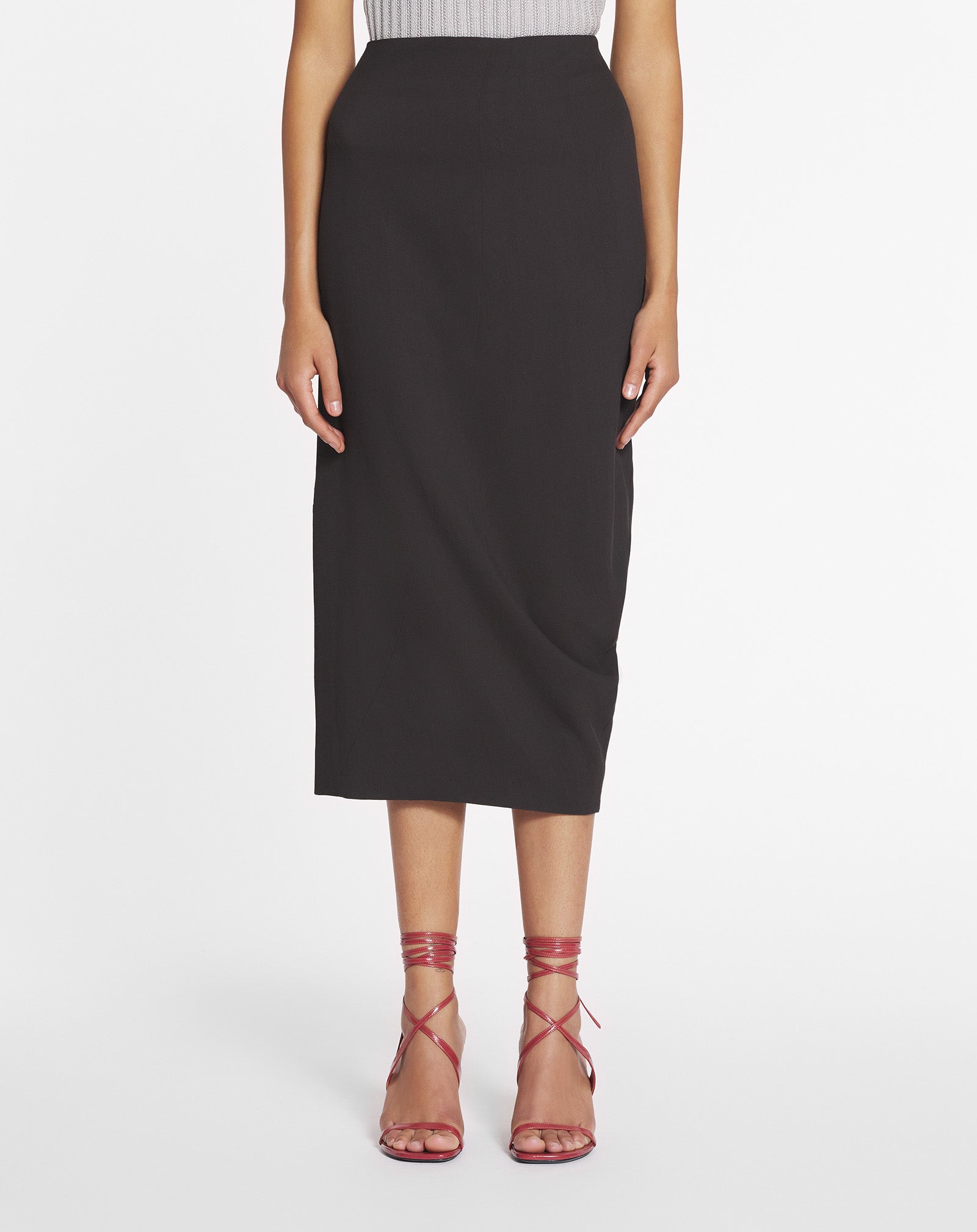 MIDI SKIRT IN WOOL AND VISCOSE