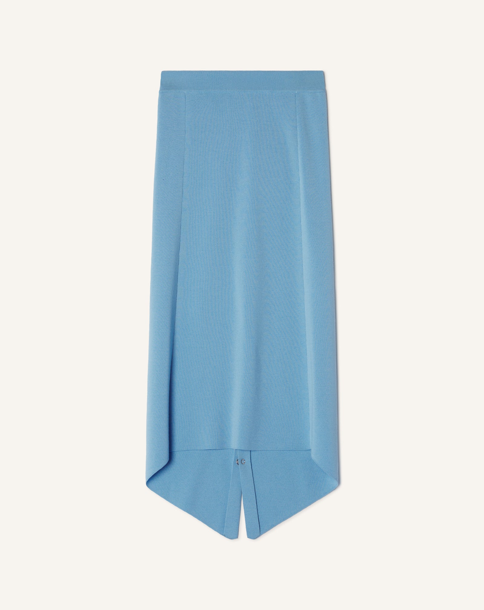 BLUE BUTTONED LONG SKIRT IN MERINO WOOL