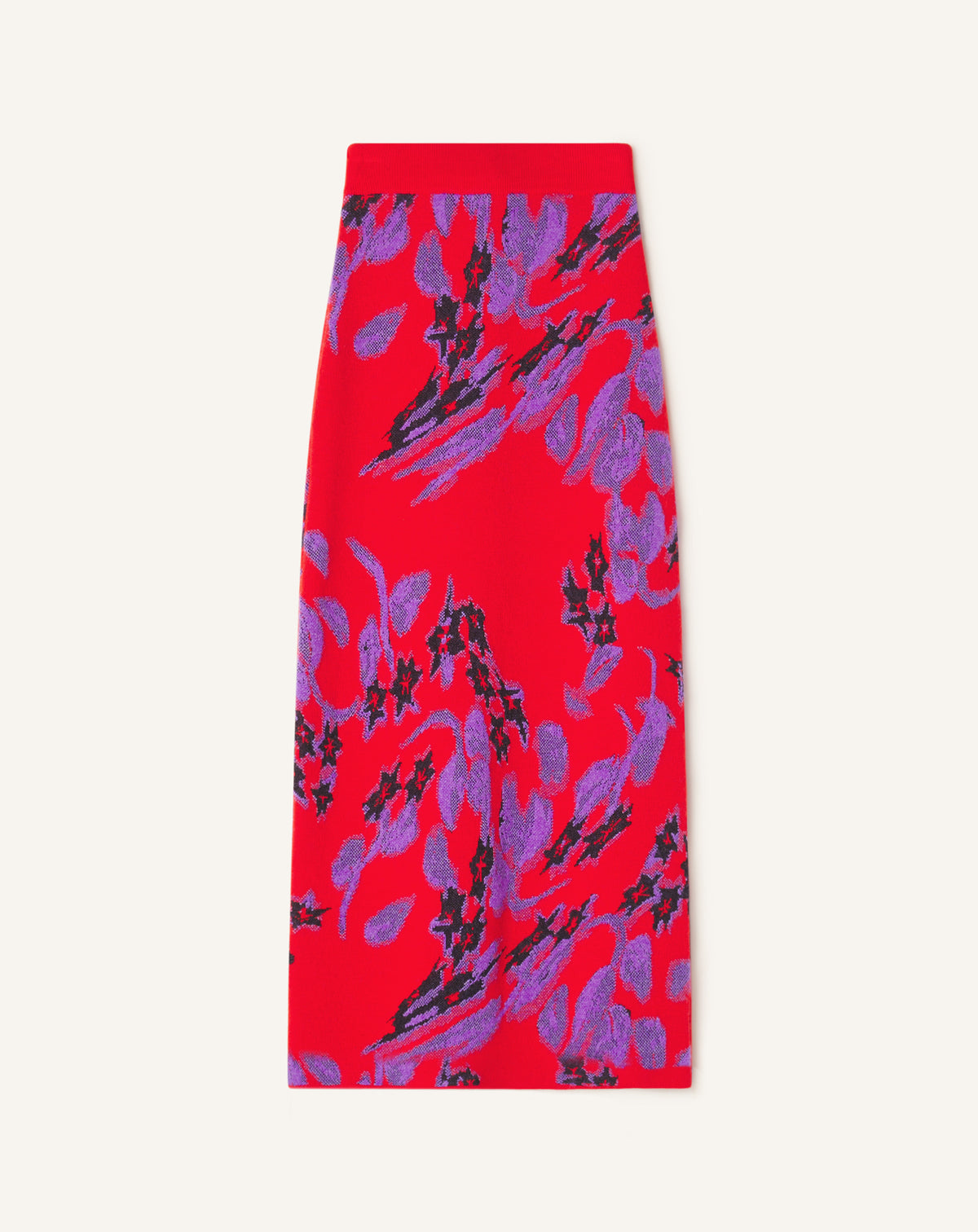 JUPE MIDI EN JACQUARD ROUGE
