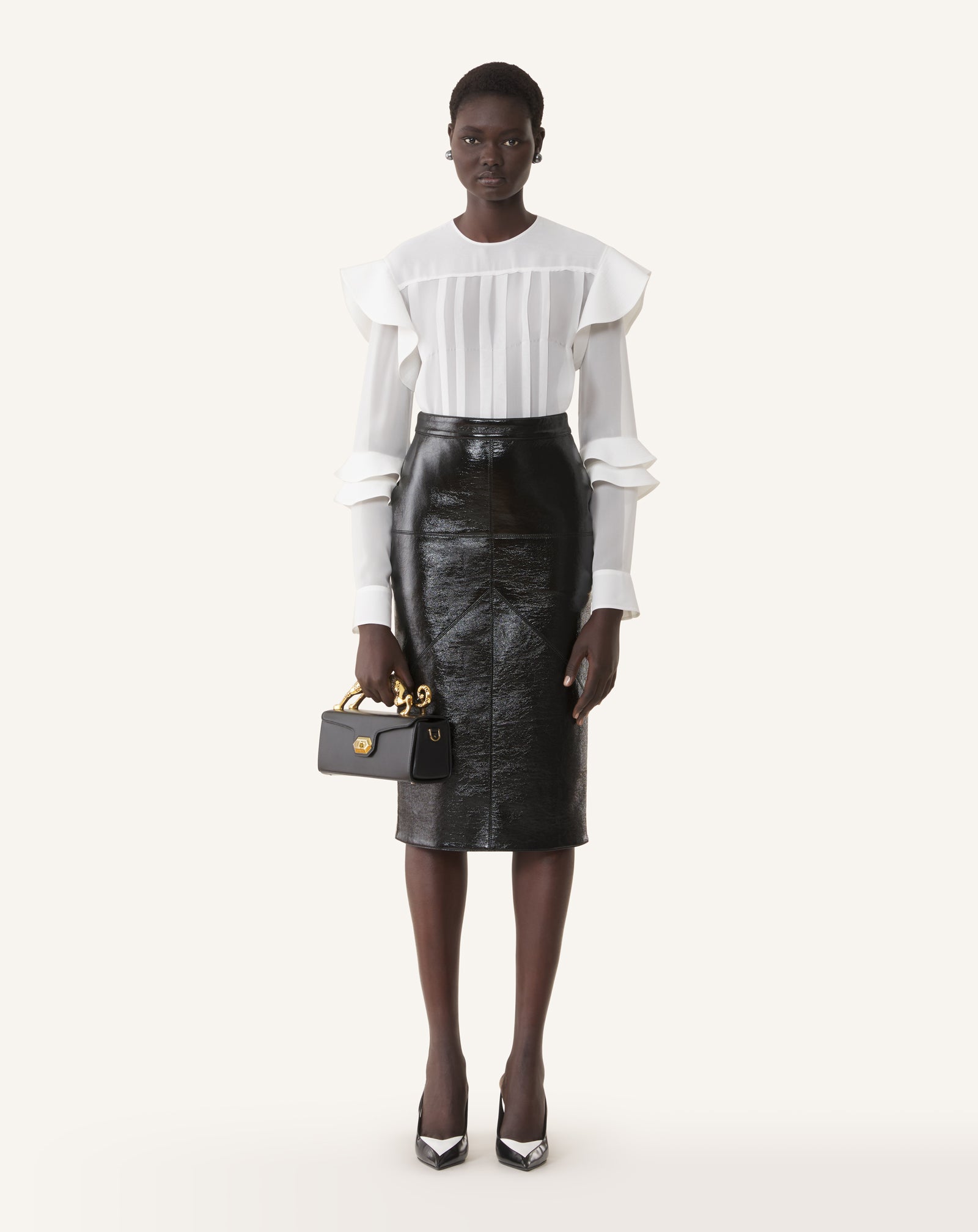 BLOUSE À VOLANTS EN GEORGETTE DE SOIE