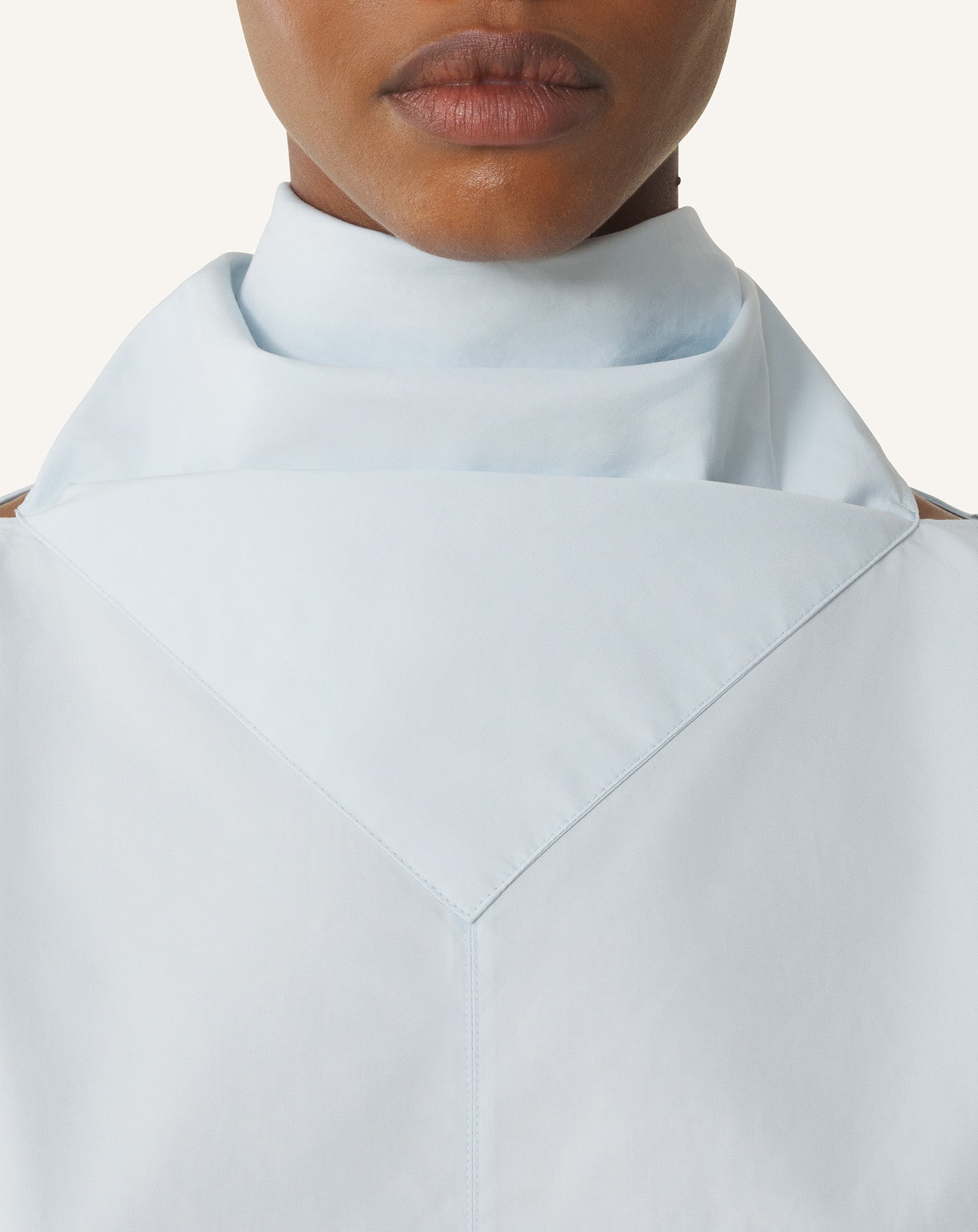 BLUE SCARF TOP IN COTTON POPLIN