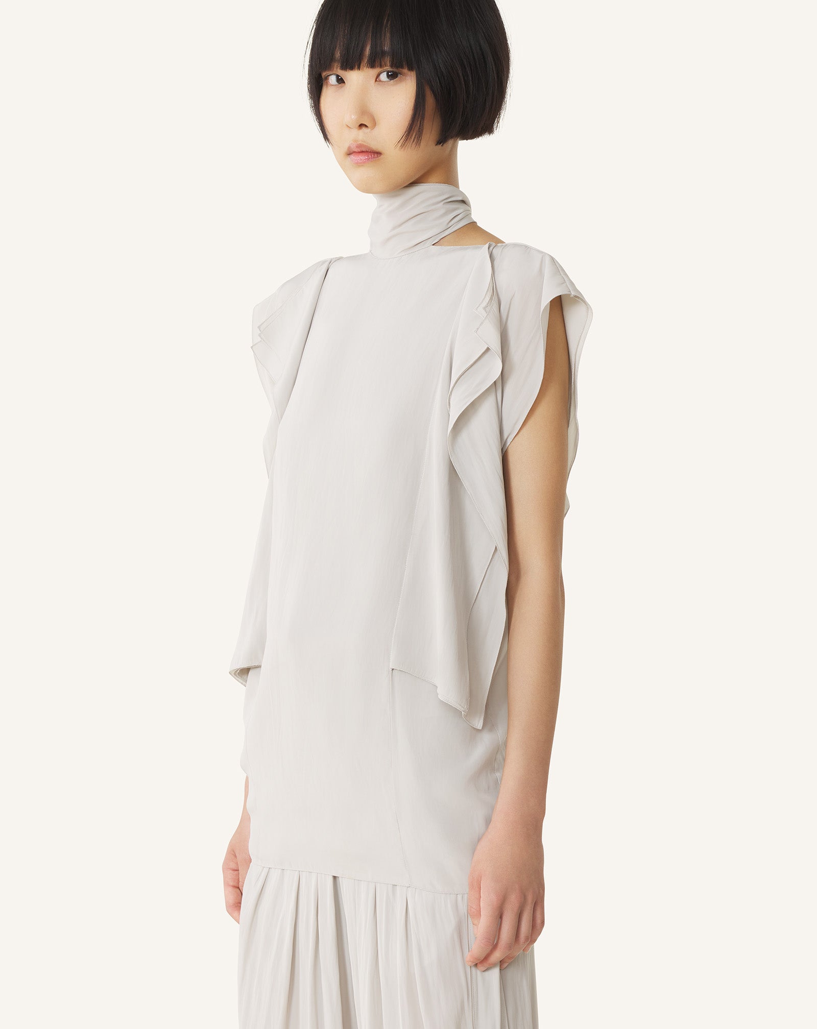 FRILLED TOP IN CHARMEUSE