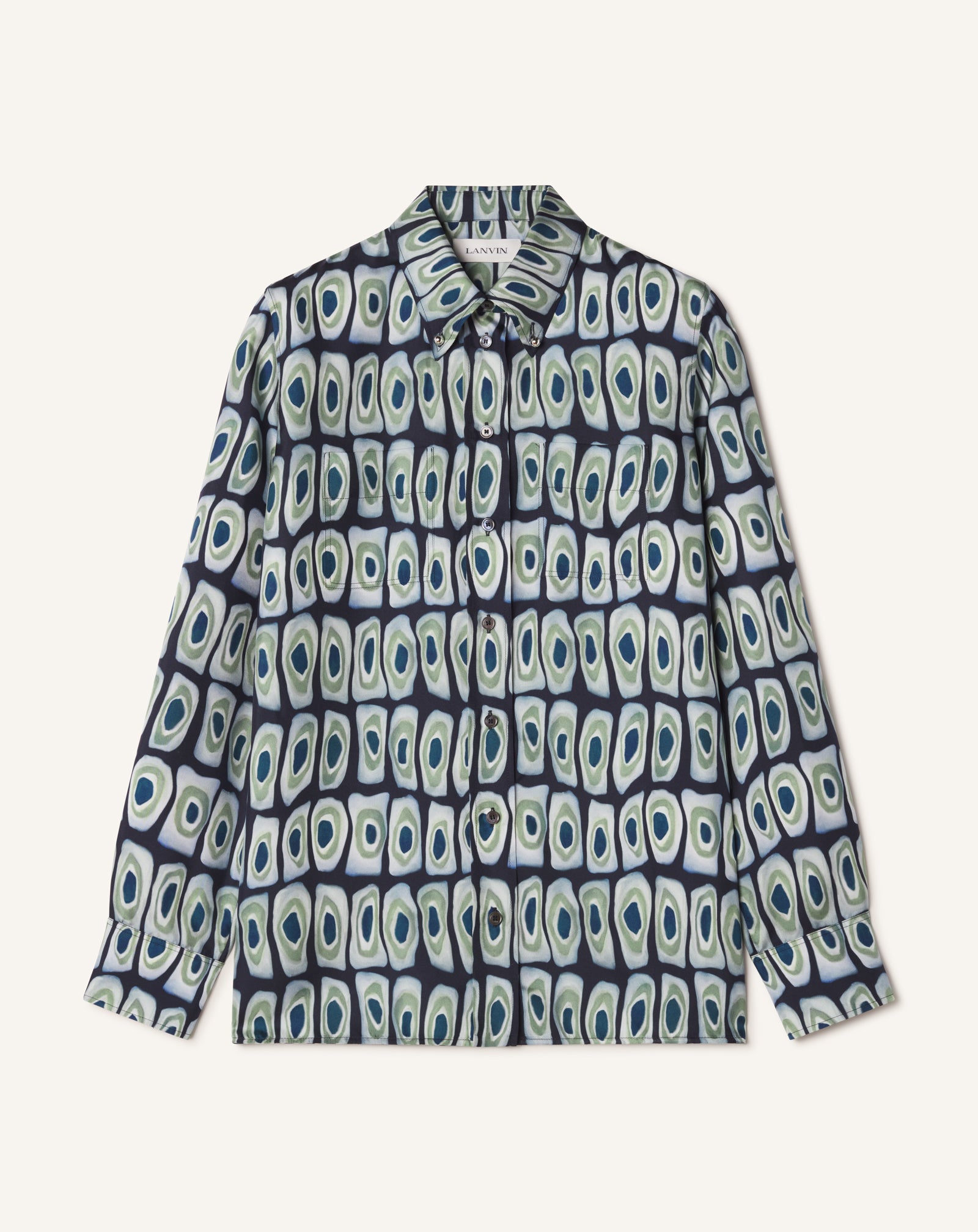 GREEN CLASSIC PRINTED SHIRT IN SILK