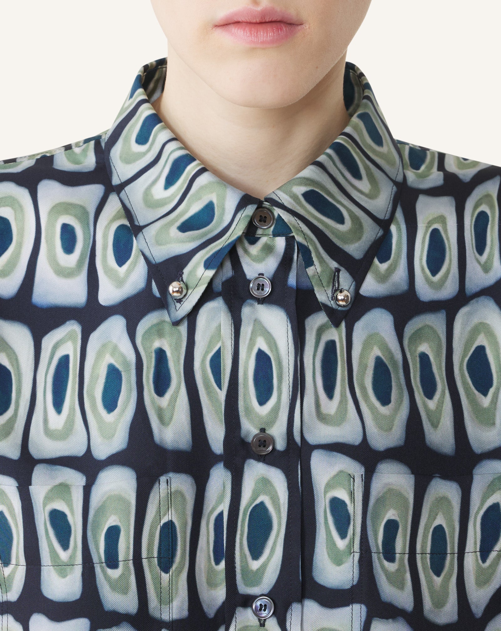 GREEN CLASSIC PRINTED SHIRT IN SILK