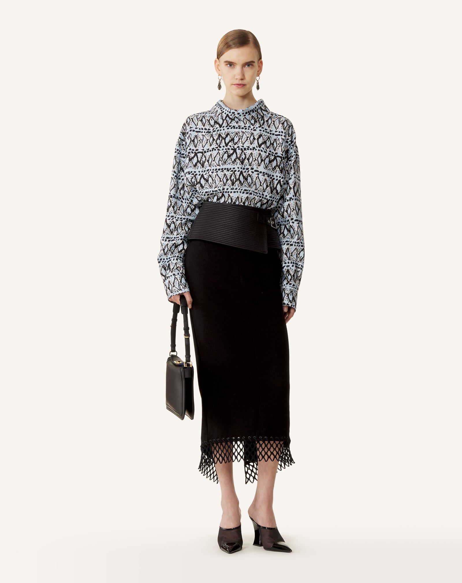 HIGH-NECK PRINTED SILK TOP