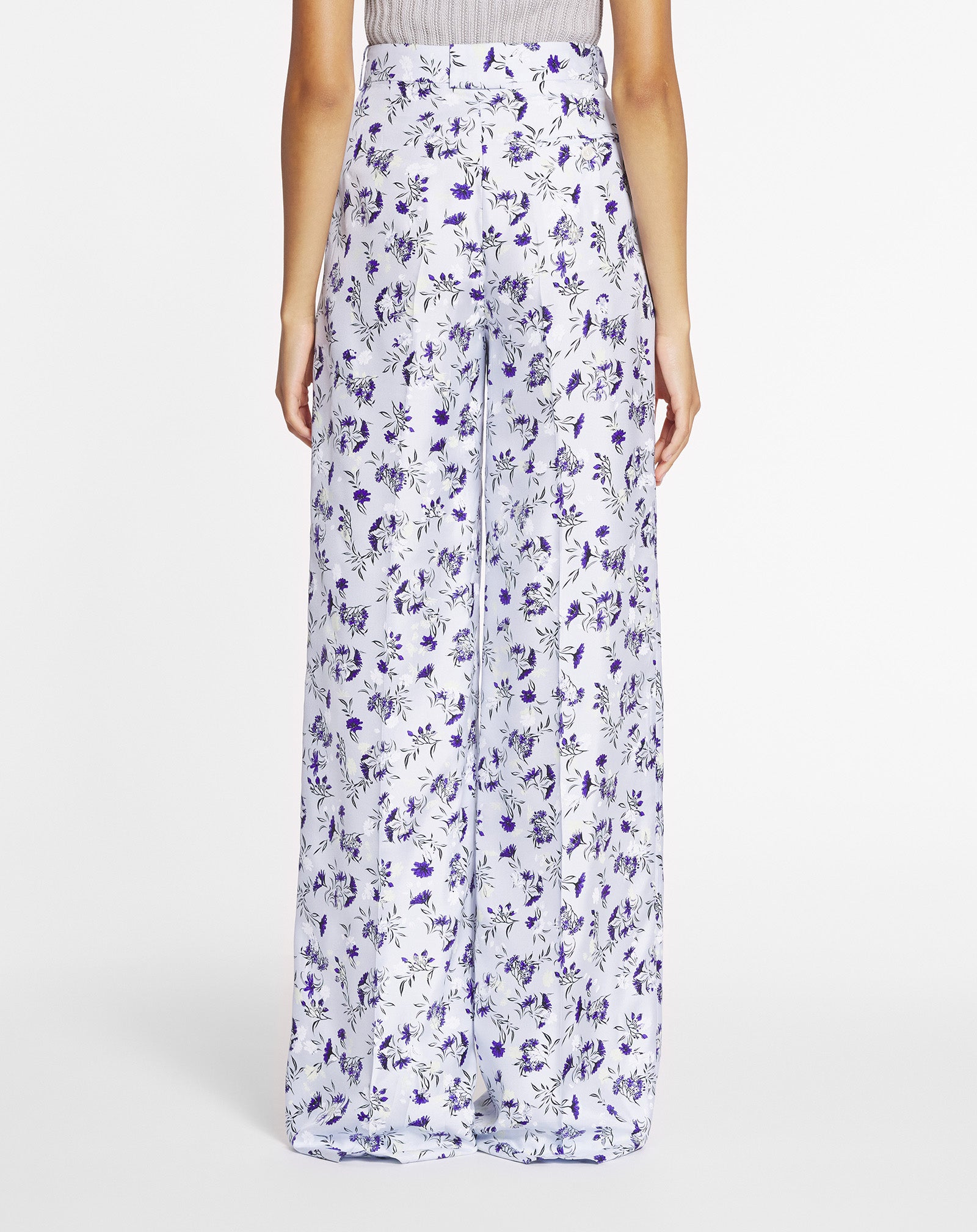PRINTED WIDE LEG SILK PANTS